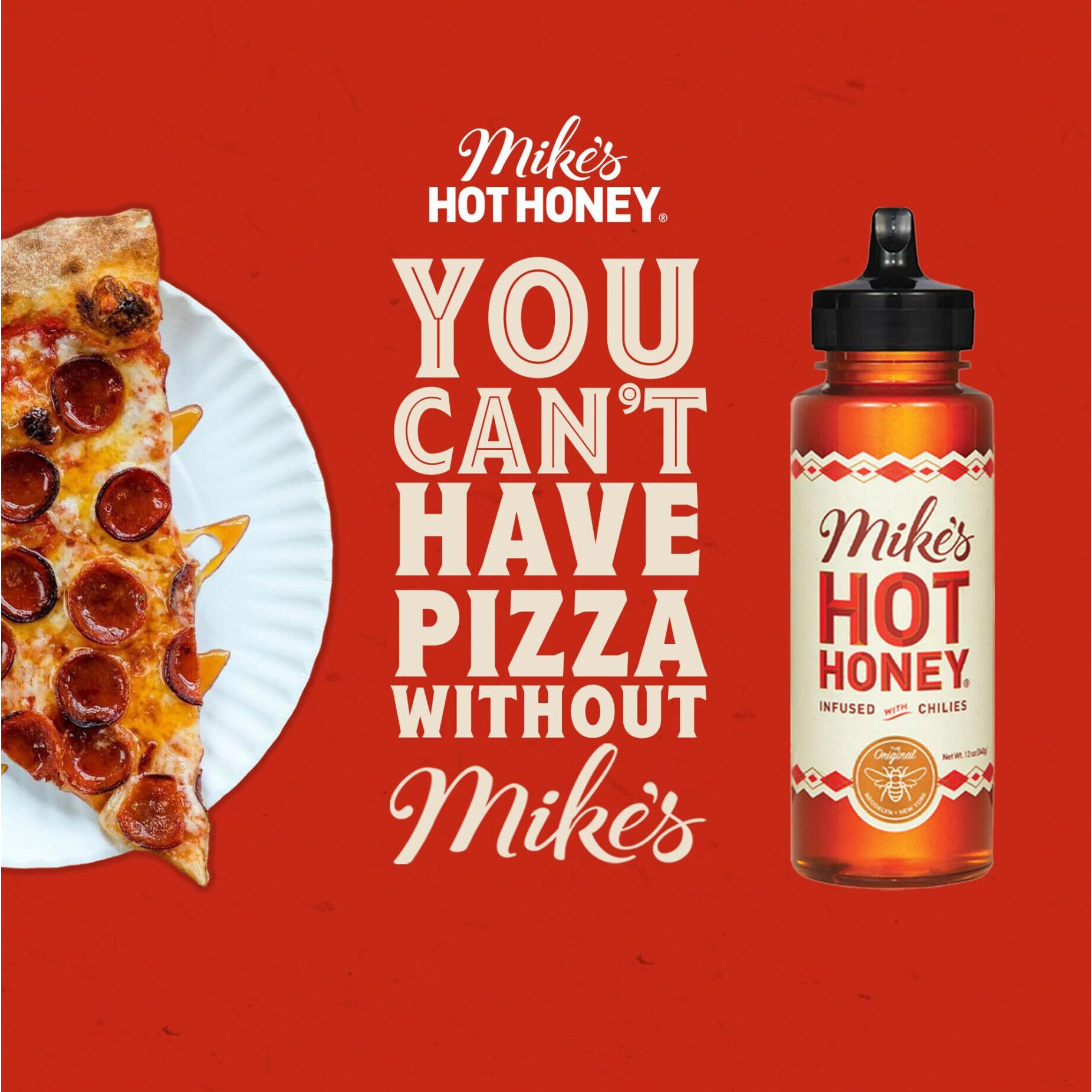 Mike's Extra Hot Honey, America's 1 Brand Of Hot Honey, Spicy Honey, All Natural 100% Pure Honey Infused With Chili Peppers, Gluten-Free, Paleo-Friendly (10Oz Bottle, 1 Pack)