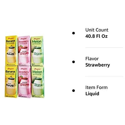 Binggrae Variety Banana, Strawberry, Melon Flavored Milk Drink 6 Packs
