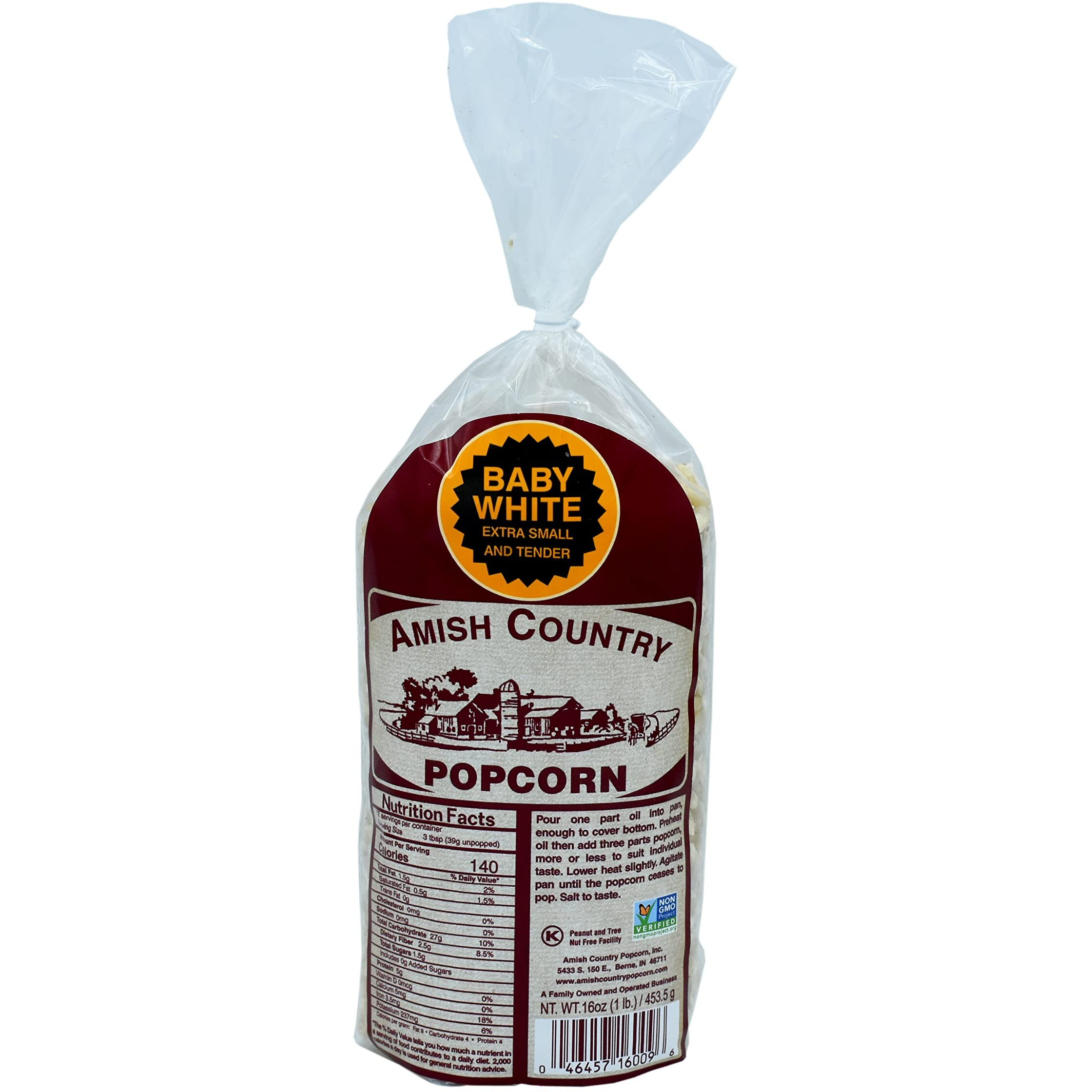 Amish Country Popcorn | 1 Lb Bag | Baby White Popcorn Kernels | Old Fashioned, Non-Gmo And Gluten Free (Baby White - 1 Lb Bag)