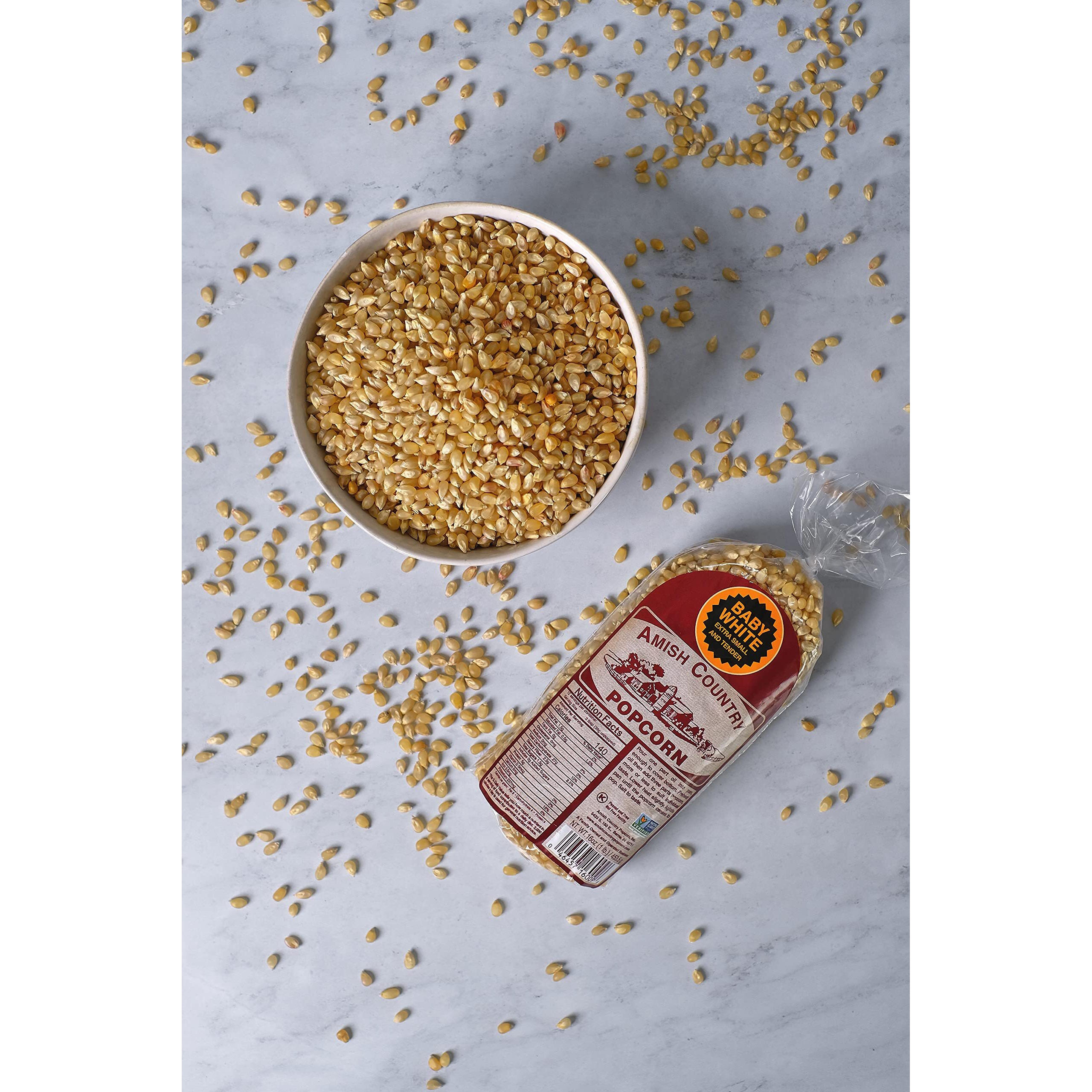 Amish Country Popcorn | 1 Lb Bag | Baby White Popcorn Kernels | Old Fashioned, Non-Gmo And Gluten Free (Baby White - 1 Lb Bag)