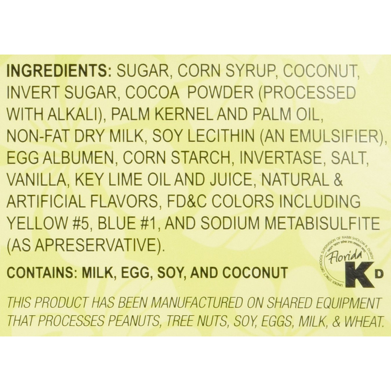 Key Lime Flavor Coconut Patties,Net Wt 12 Oz