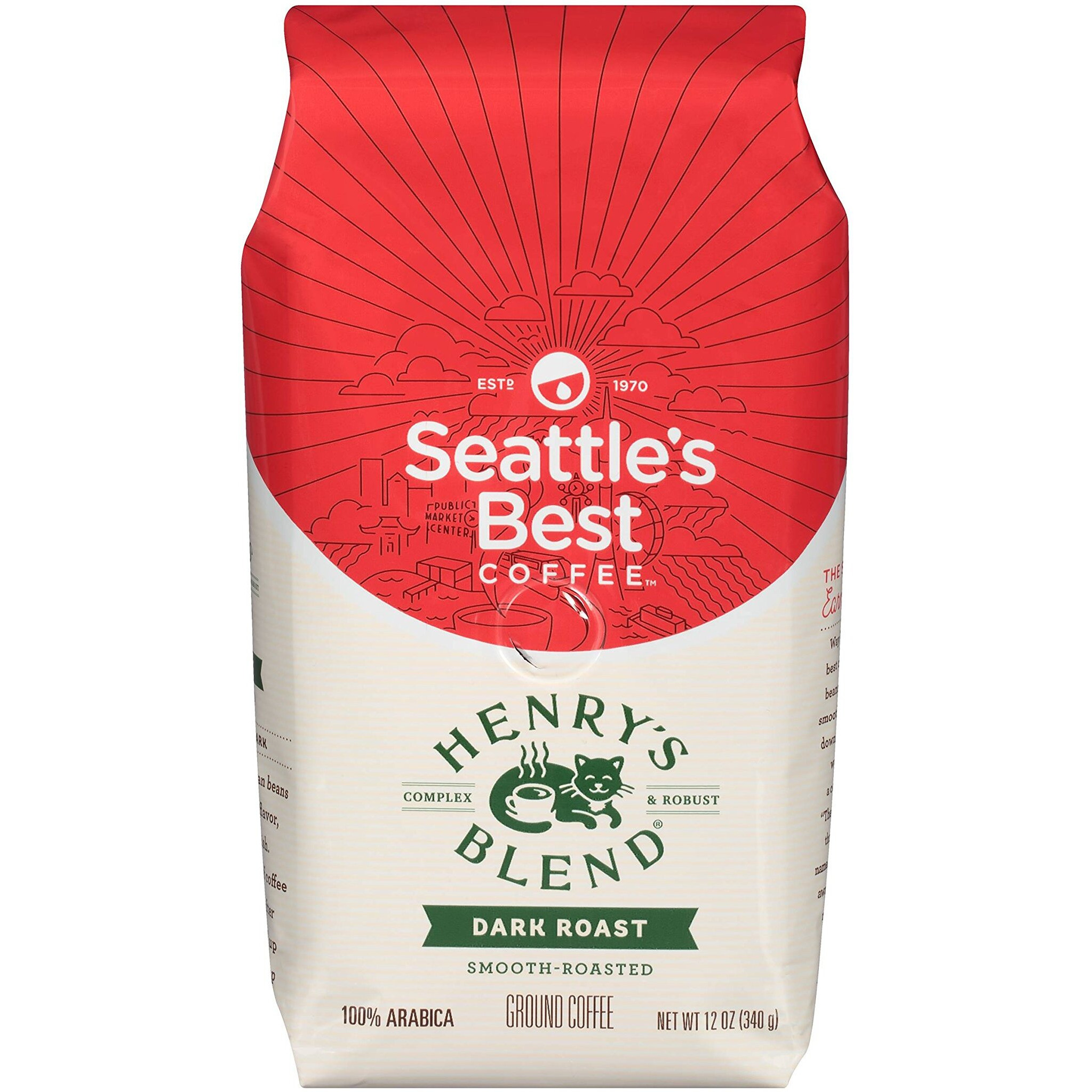 Seattle's Best Coffee Henry's Blend Dark Roast Ground, 12 Oz (Pack Of 2) 24 Ounces Total