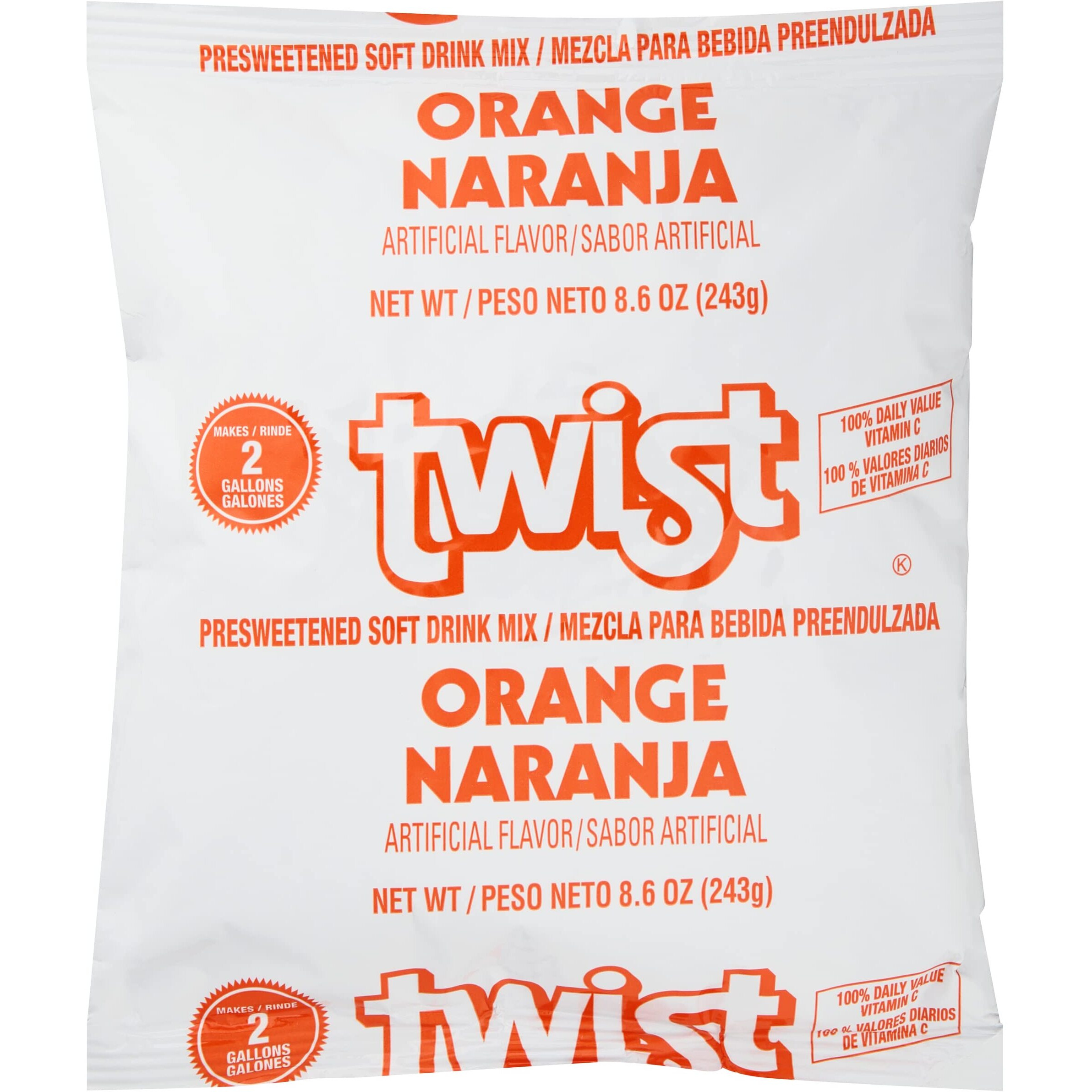 Kool-Aid Twist Orange Drink Sweetened Powdered Drink Mix, 8.6 Ounce (Pack Of 12)