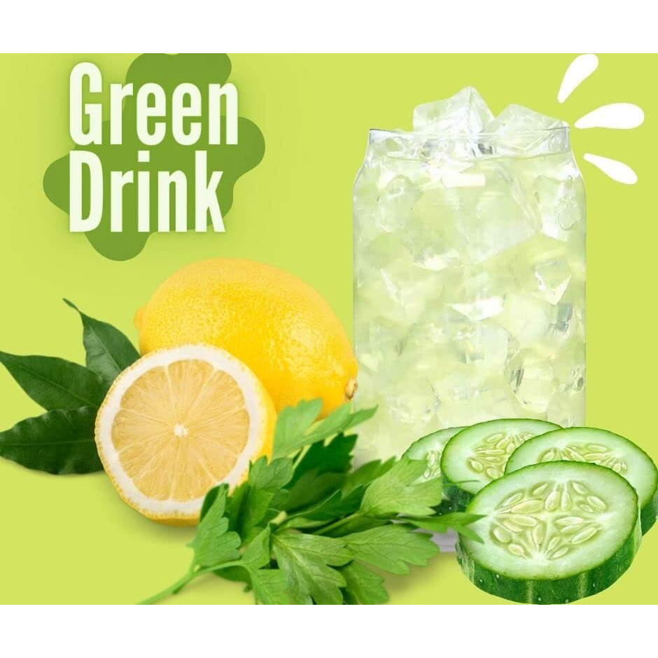 Green Drink Powder Cucumber Cilantro Honey Refresher Natural Superfood 12Oz Great For Loaded Tea Bubble Tea