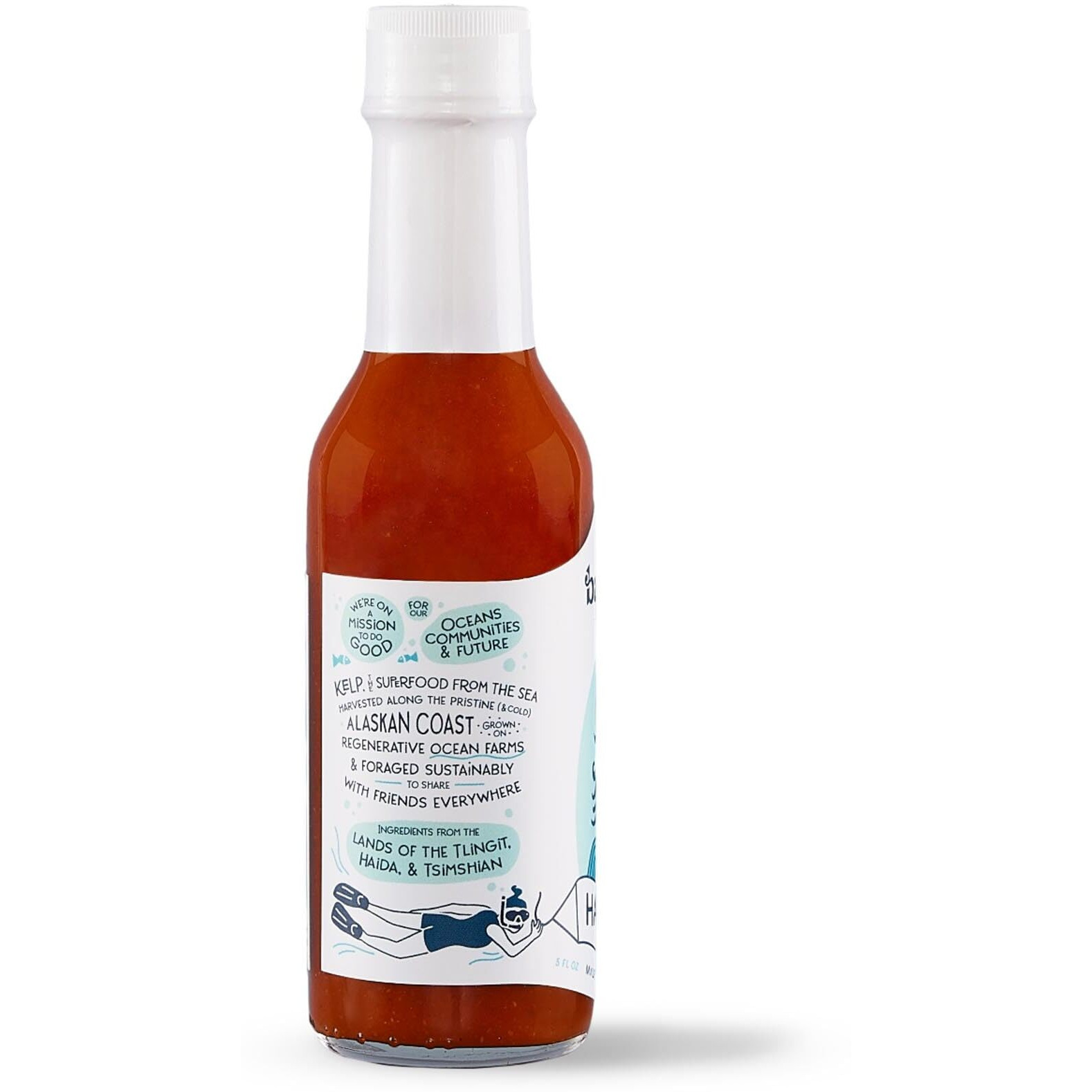Barnacle Foods Habanero Bull Kelp Hot Sauce - Made In Alaska - Kelp & Peppers, Delicious Savory Flavor & Heat, Packed With Vitamins & Minerals, Great For Dipping & Pouring - 1 Pack