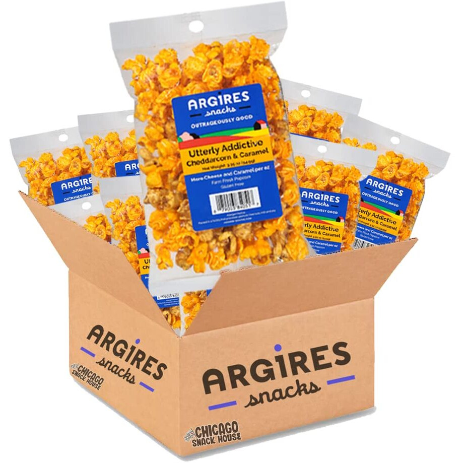 Argires Chicago Popcorn 9 Pack Cheddarcorn And Caramel Mix 3 Ounce Bags - Chicago Snack House