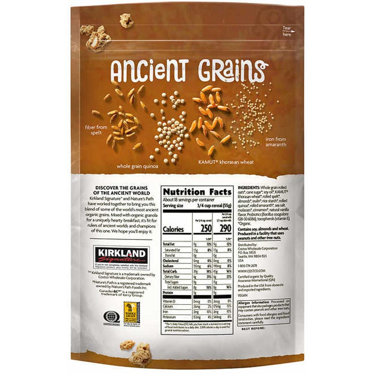 Kirkland Signature Nature's Path Organic Ancient Grain Probiotic Granola, 35.3 Oz, 1Count