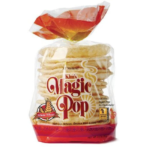 Kim's Magic Pop Whole Wheat Flavor 12-Pack Freshly Popped Rice Cakes, Healthy Grain Snack, 0 Weight Watchers Point