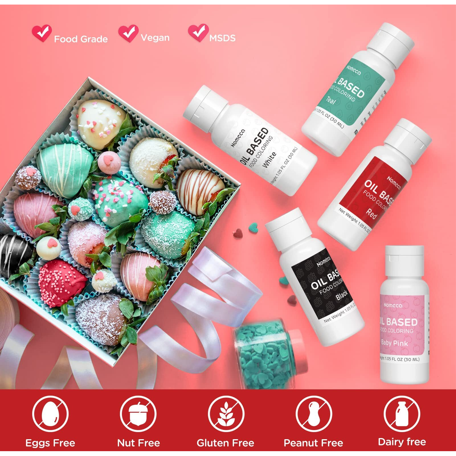 Upgraded Oil Based Food Coloring For Chocolate - 30 Milliliters Oil Red Food Color For Baking Cake Decorating, Edible Food Dye For Candy Melts Cookies Icing Fondant Meringues