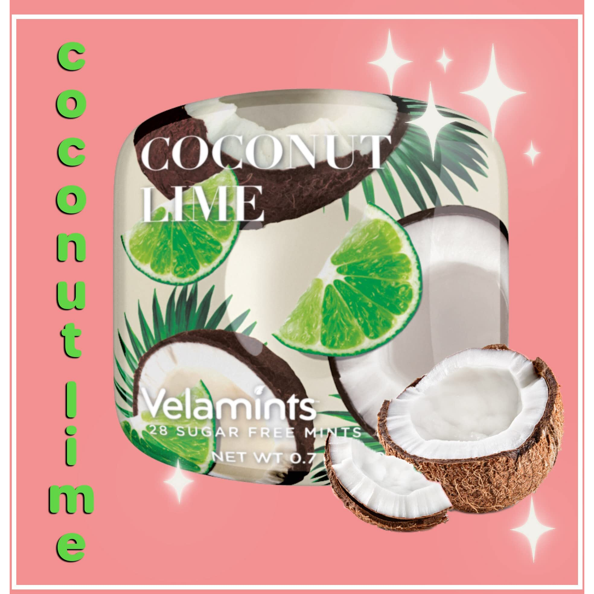 Velamints Sugar Free Mints - Breath Mints Tin Expressions Coconut Lime - Aspartame-Free Sweetened With Stevia, 20 Gram (Pack Of 6 Tins)