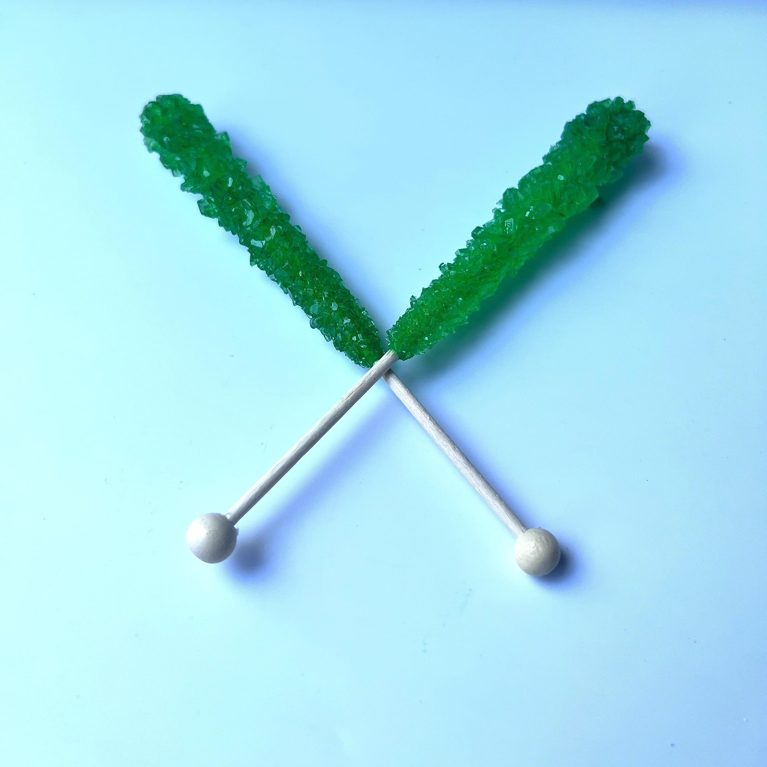 Classic Rock Candy Sticks, Sugar Rock Crystal Lollipops, Individually Wrapped (Pack Of 12, Green Apple)