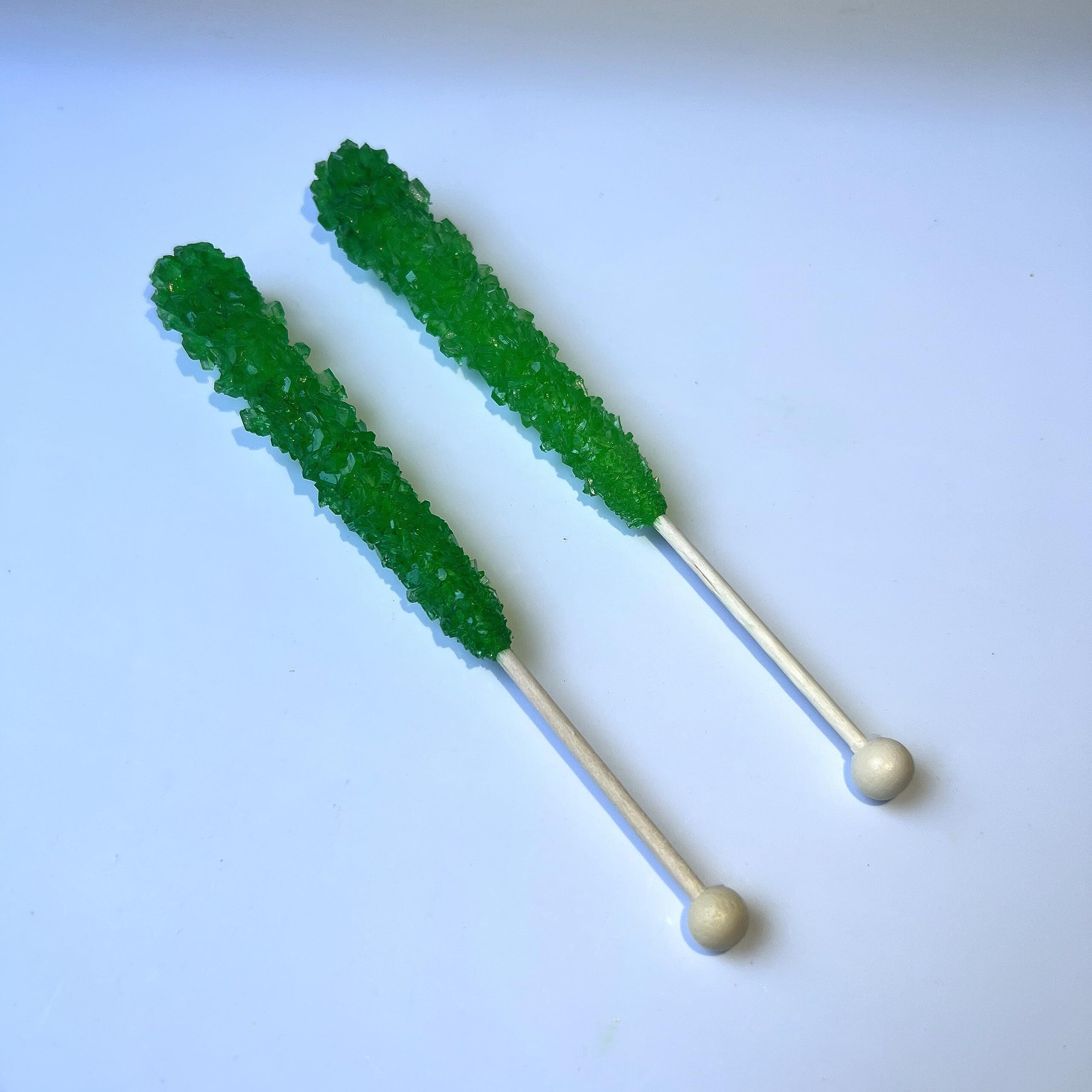 Classic Rock Candy Sticks, Sugar Rock Crystal Lollipops, Individually Wrapped (Pack Of 12, Green Apple)