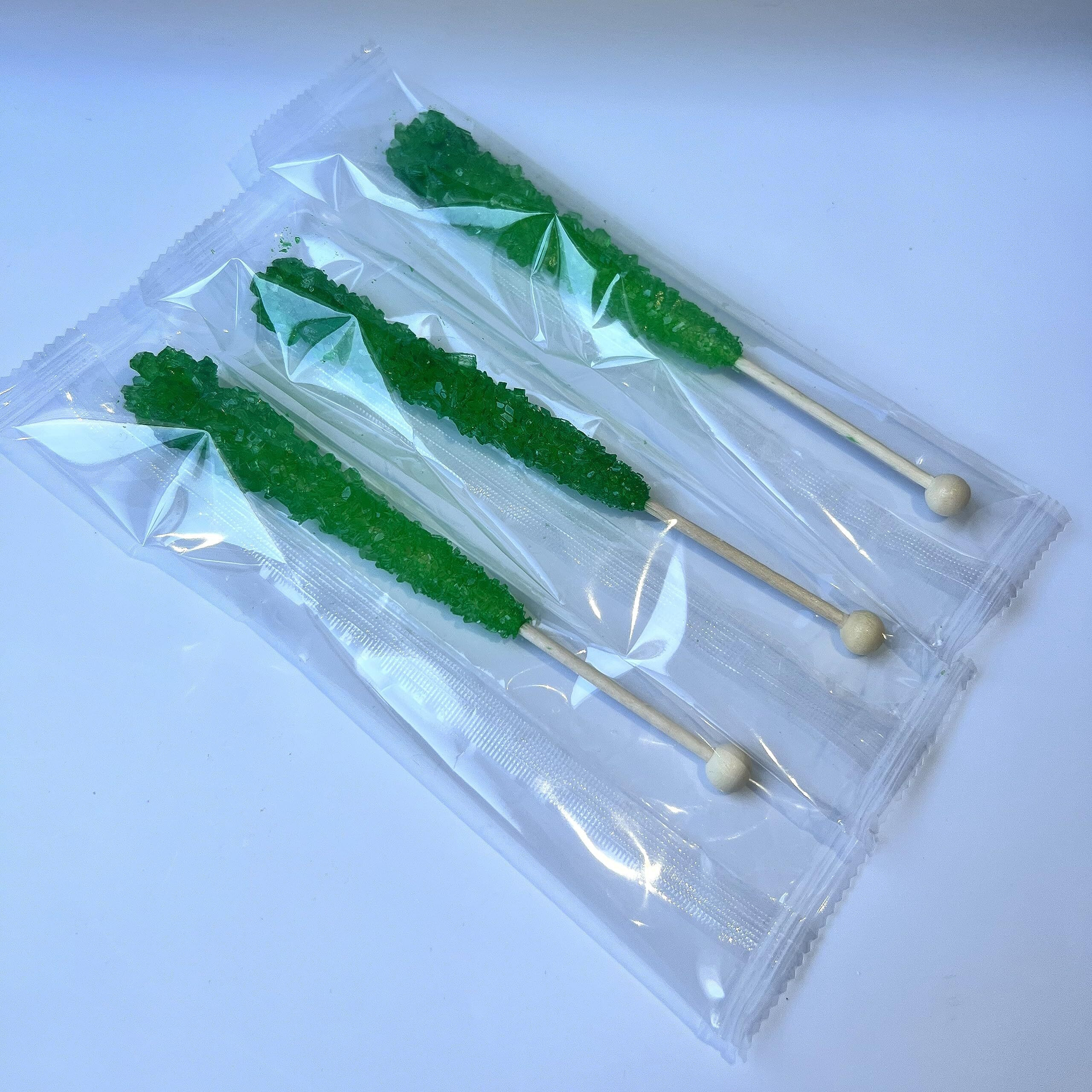 Classic Rock Candy Sticks, Sugar Rock Crystal Lollipops, Individually Wrapped (Pack Of 12, Green Apple)