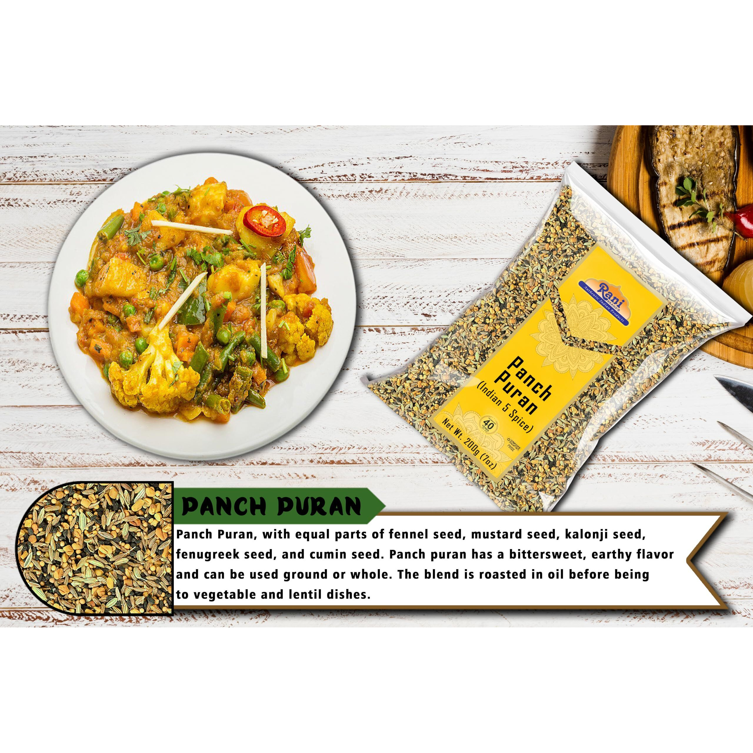 Rani Panch Puran (5 Spice) 7Oz (200G) ~ All Natural | Vegan | Gluten Friendly | Non-Gmo | Indian Origin (Equal Blend Of Fenugreek, Mustard, Kalonji/Nigella, Fennel And Cumin)