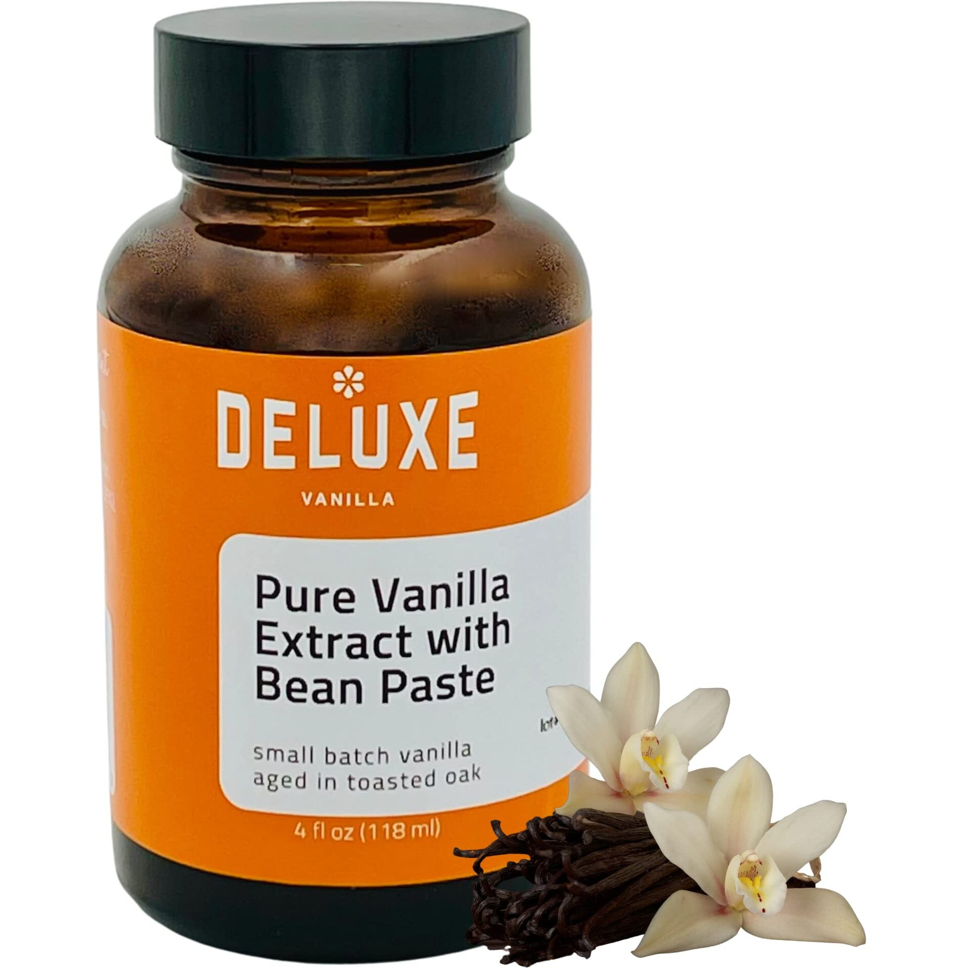 Vanilla Bean Paste For Baking (4Oz) Deluxe Vanilla, Made From Pure Vanilla Extract And Vanilla Bean Caviar. Small Batch Rich Creamy Vanilla Flavor From Ugandan Vanilla Beans