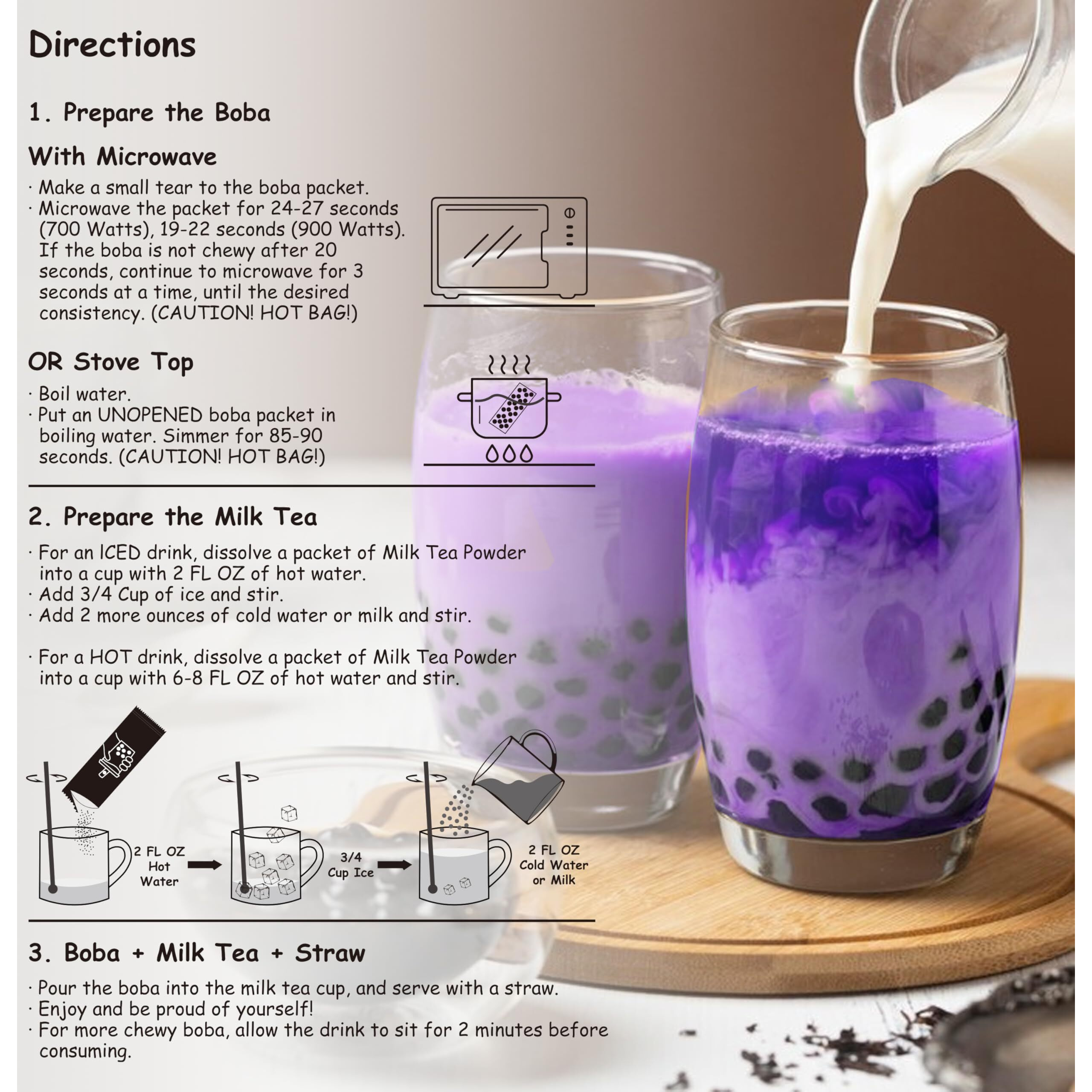 Boba Moo X Premium Boba Tea Kit With Taro Milk Tea Flavor - Only 5,000 Kits Yearly, Small Batch Bubble Tea Kit With Boba Tapioca Pearls, Exceptional Taste & Chewiness, Vegan, Lactose-Free, 10 Servings