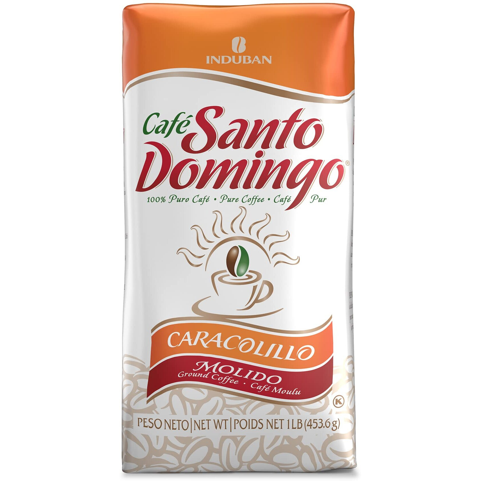 Caf   Santo Domingo Caracolillo, 16 Oz Bag, Ground Peaberry Coffee, Medium Roast - Product From The Dominican Republic (Pack Of 1)