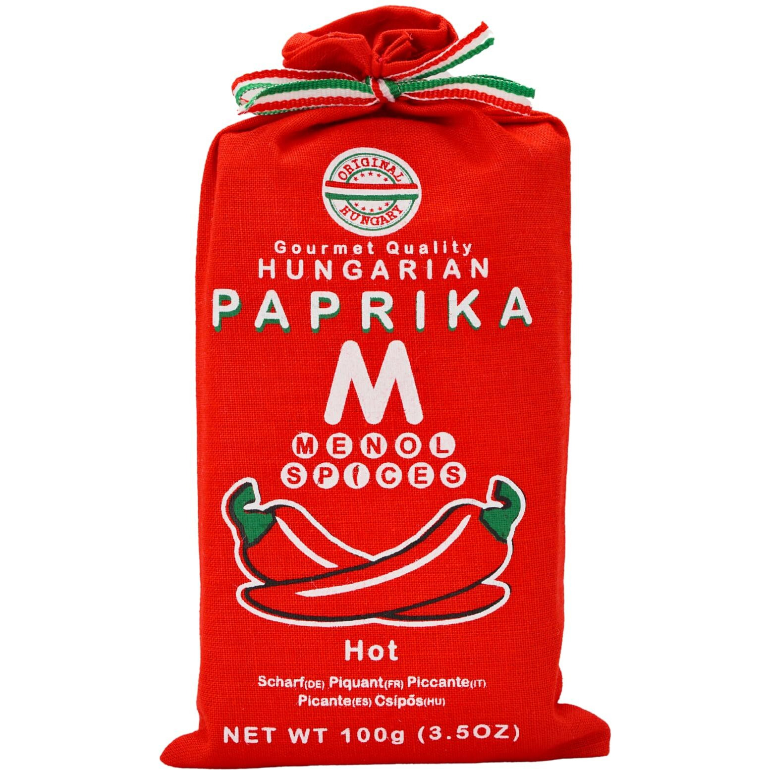 Menol Spices Authentic Hungarian Hot Paprika Powder (Hot, 3.5Oz / 100G) Very Spicy Gourmet Quality, Produced In Region Of Szeged, Hungary, Incredible Flavor, Freshly Ground