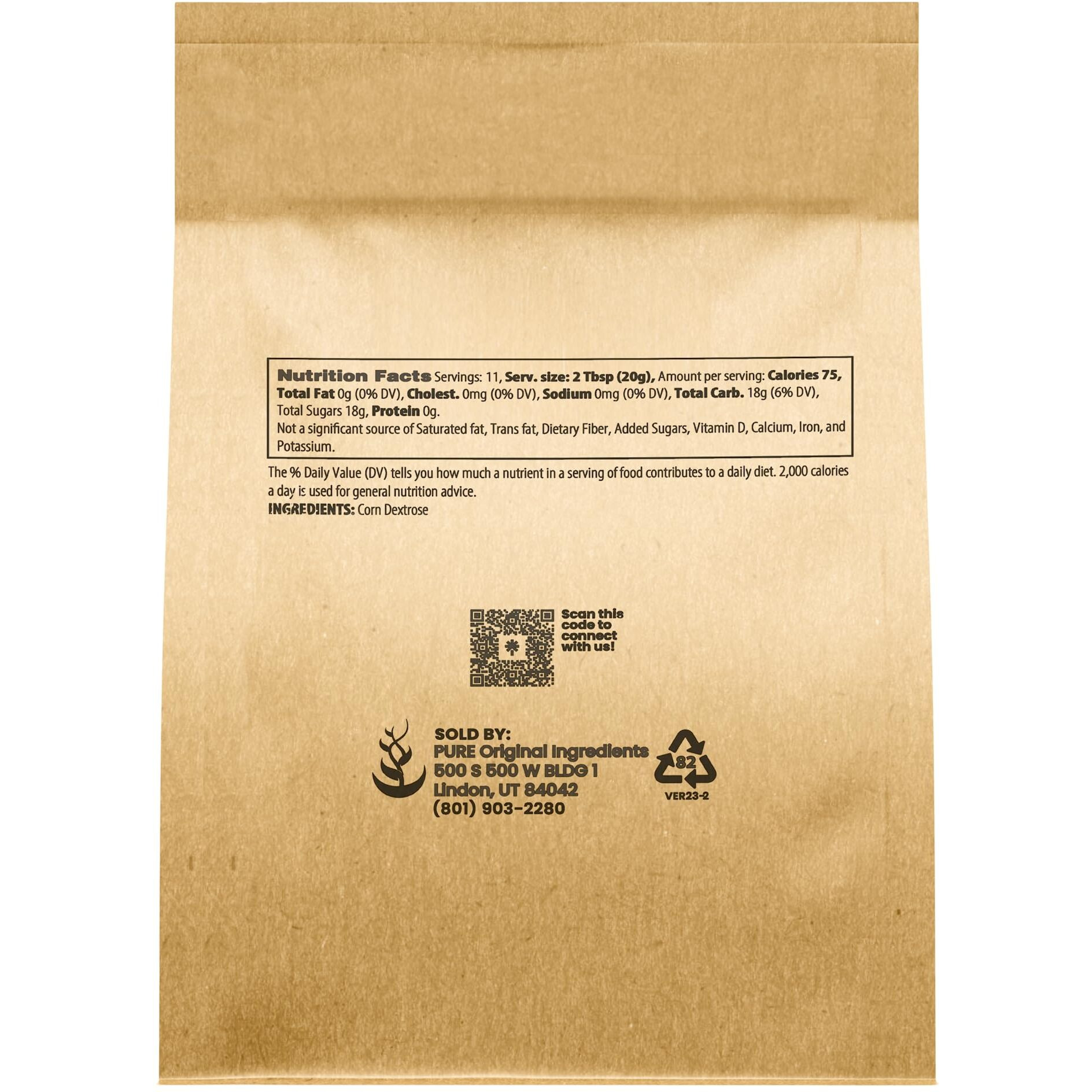 Pure Original Ingredients Dextrose (8 Oz.), Sugar Replacement Sweetener For Shakes Or Baking,