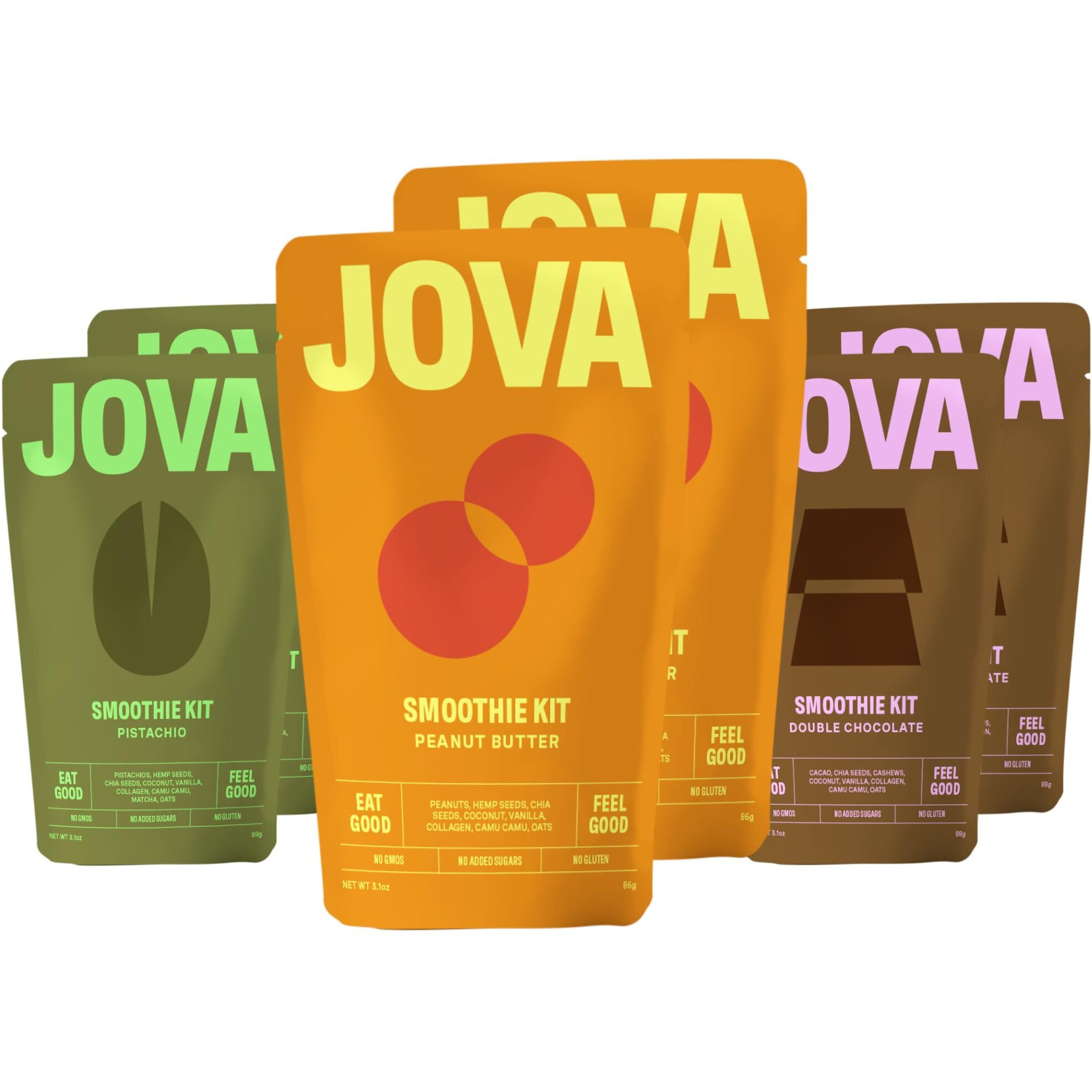 Jova Whole Food Meal Replacement Smoothie. Premium Raw Ingredients In A Delicious Single Serve Kit | Over 21G Protein & 10G Fiber. (Gluten-Free, Non-Gmo, No Added Sugar), Assorted 6-Pack