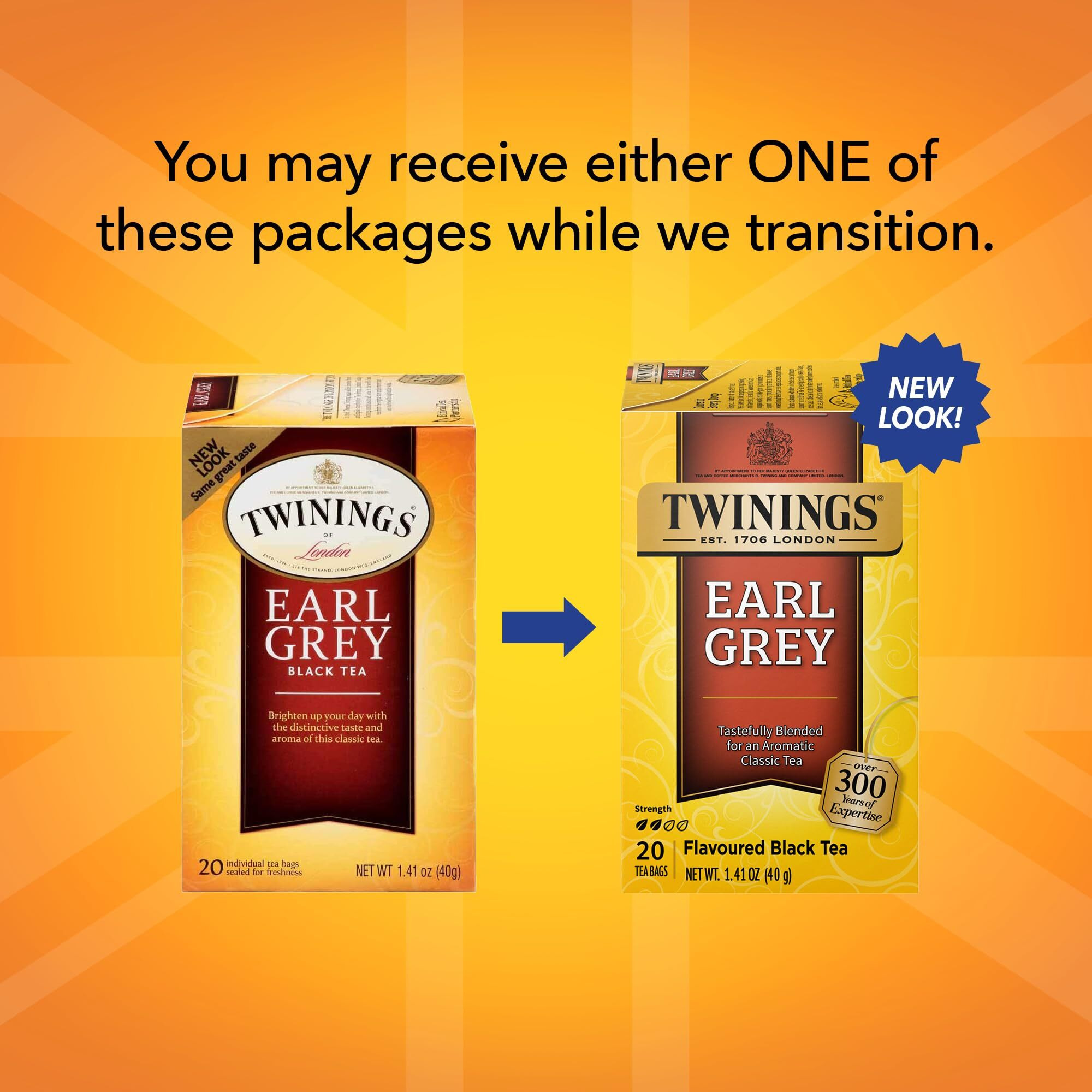 Twinings Earl Grey Tea 2-Pack - A Bright And Zesty Black Tea Infused With Citrus Bergamot Flavours, Caffeinated Tea Bags, Individually Wrapped, 20 Count Each