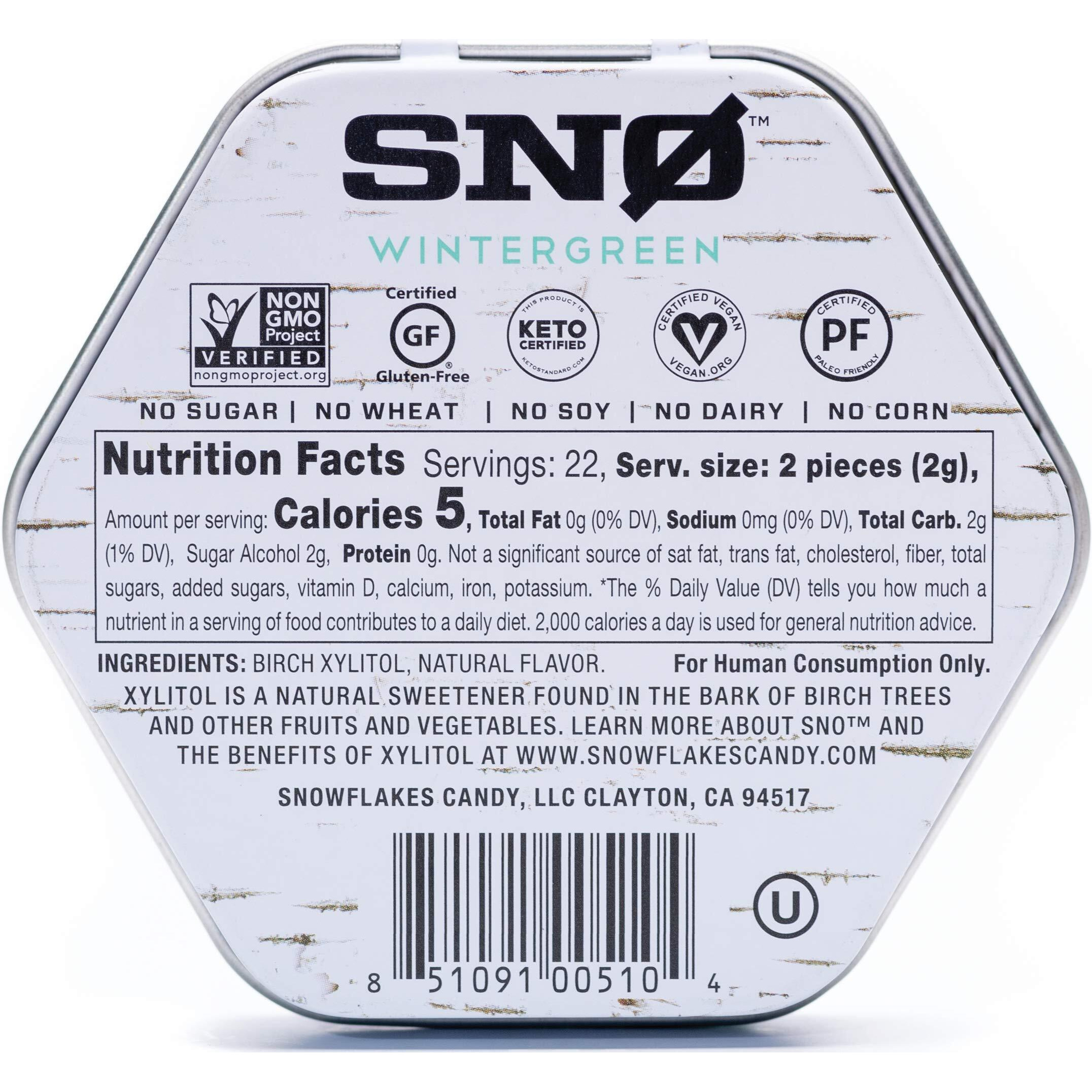 Wintergreen Keto Xylitol Candy Chips (3-Pack) - Sn 1.5Oz Tin - Sugar-Free Candy With Only 2 Ingredients | Low Carbs, Diabetic-Friendly, Non-Gmo, Vegan, Gf & Kosher | Purest Candy In The World