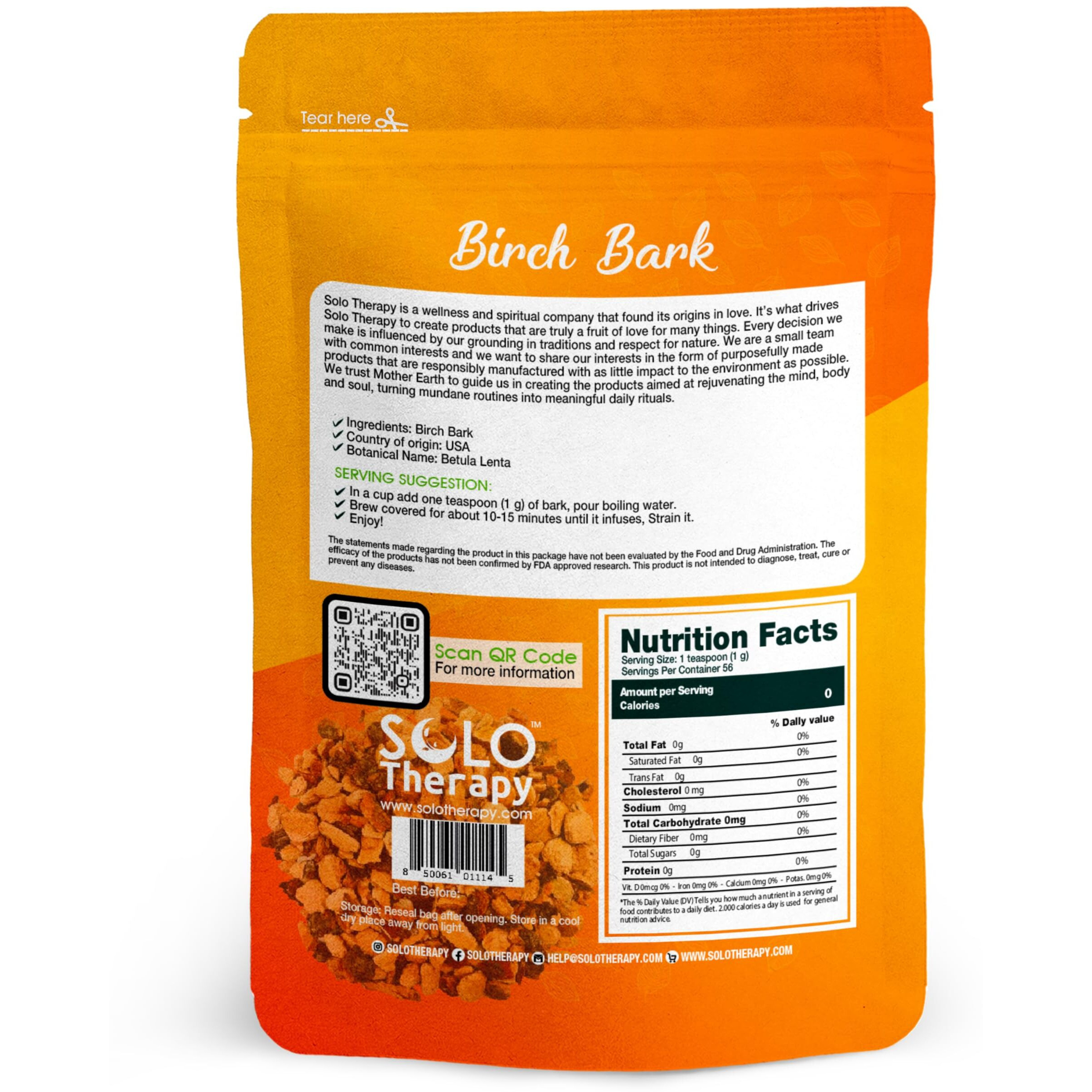 Birch Bark Dried Cut Herbal Tea - Birch Bark Tea - Resealable Bag - 56 Grams - Premium Quality (Birch Bark)