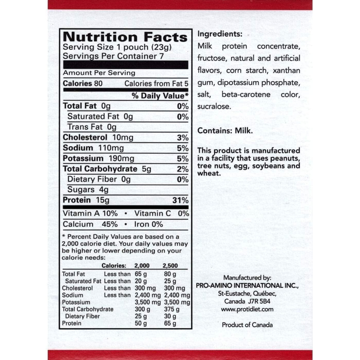 Protidiet High Protein Instant Pudding Mix (7-5.7 Oz Pouches) (Vanilla)