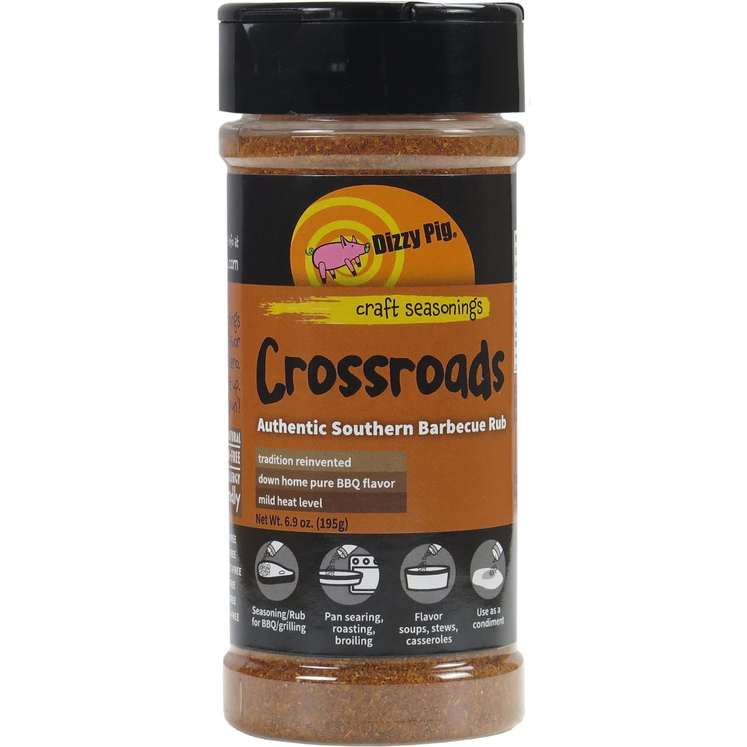 Dizzy Pig Crossroads Authentic Southern Barbecue Seasoning Rub (8Oz Shaker) - Seasons 30+Lbs Of Food - Hand Made In The Usa - Msg Free, Gluten Free