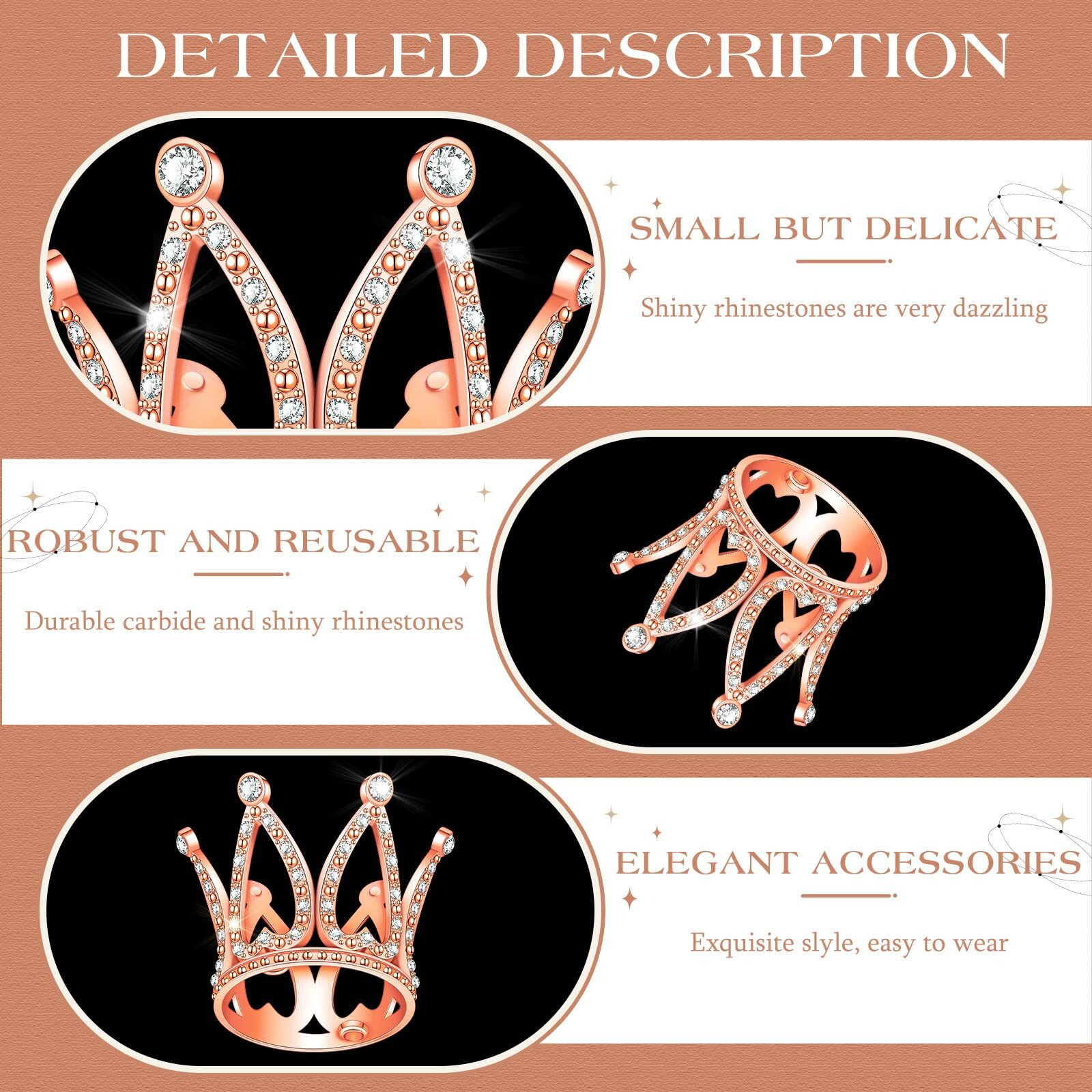 12 Pieces Crown Cake Topper Mini Baby Crown Tiny Queen Crown Small Princess Headpiece Cake Decoration For Women Lady Girl Bridal Wedding Royal Themed Baby Shower Decor Birthday Party (Rose Gold)