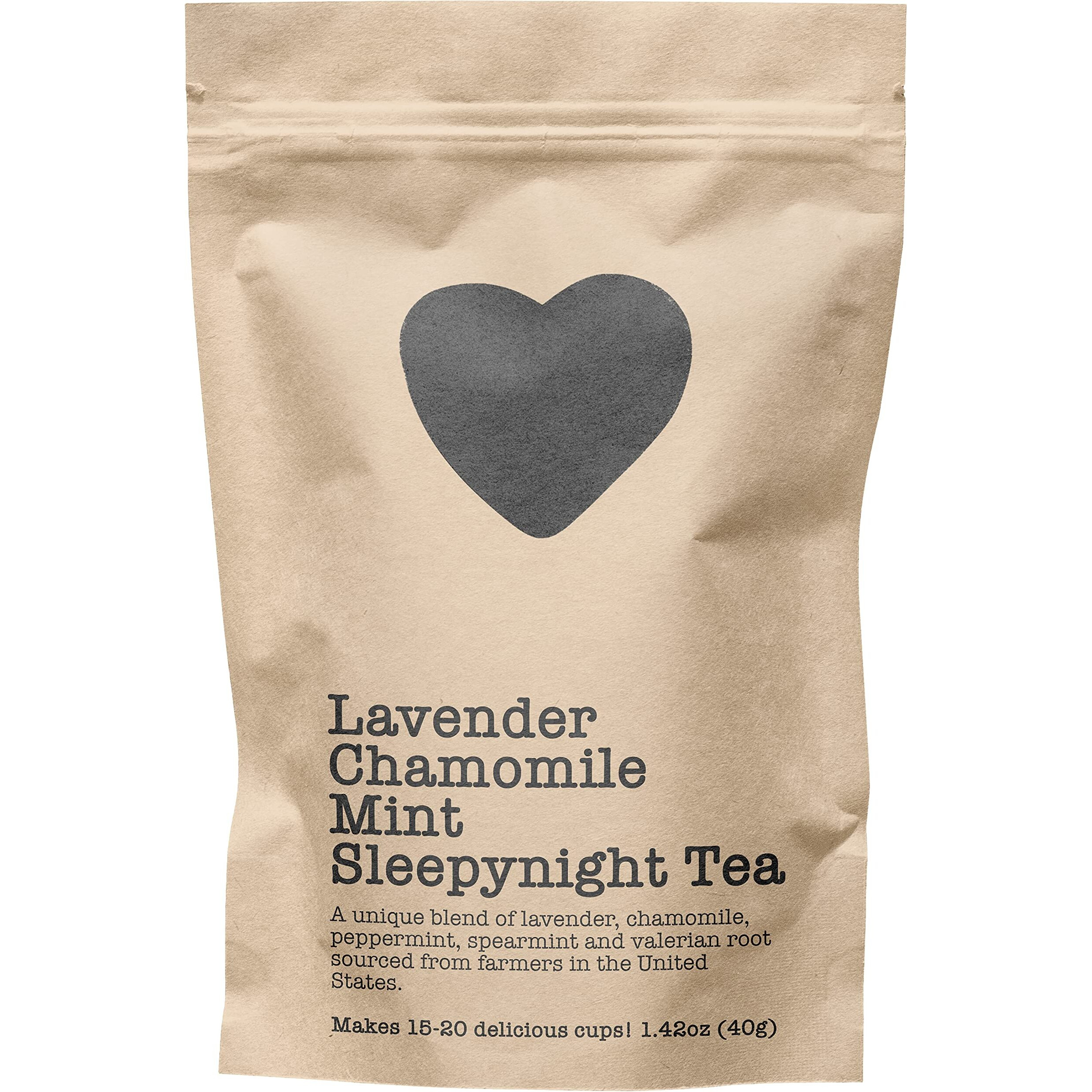 Lavender Chamomile Mint Sleepynight Tea, 15-20 Servings, Eco-Conscious Zip Pouch, Caffeine Free, Pure Loose Leaf Tea Grown In America, 1.42 Ounce (Small)