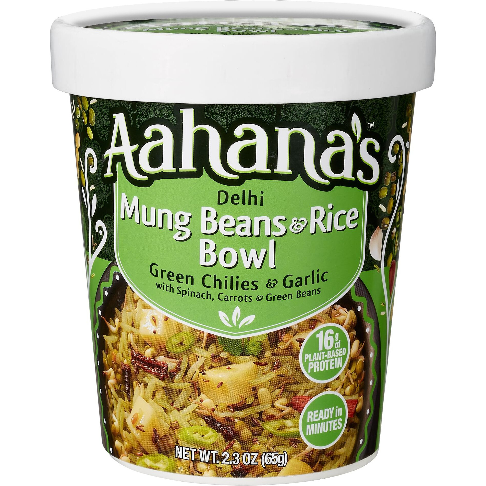 Aahana's Delhi Mung Beans & Rice Bowl -Vegan Food, Gluten Free Meals, Kosher, Non-Gmo, Plant-Based, Premade Meals Ready To Eat Indian Food & Vegetarian Food | Just Add Water, No Refrigeration (4 Pack)