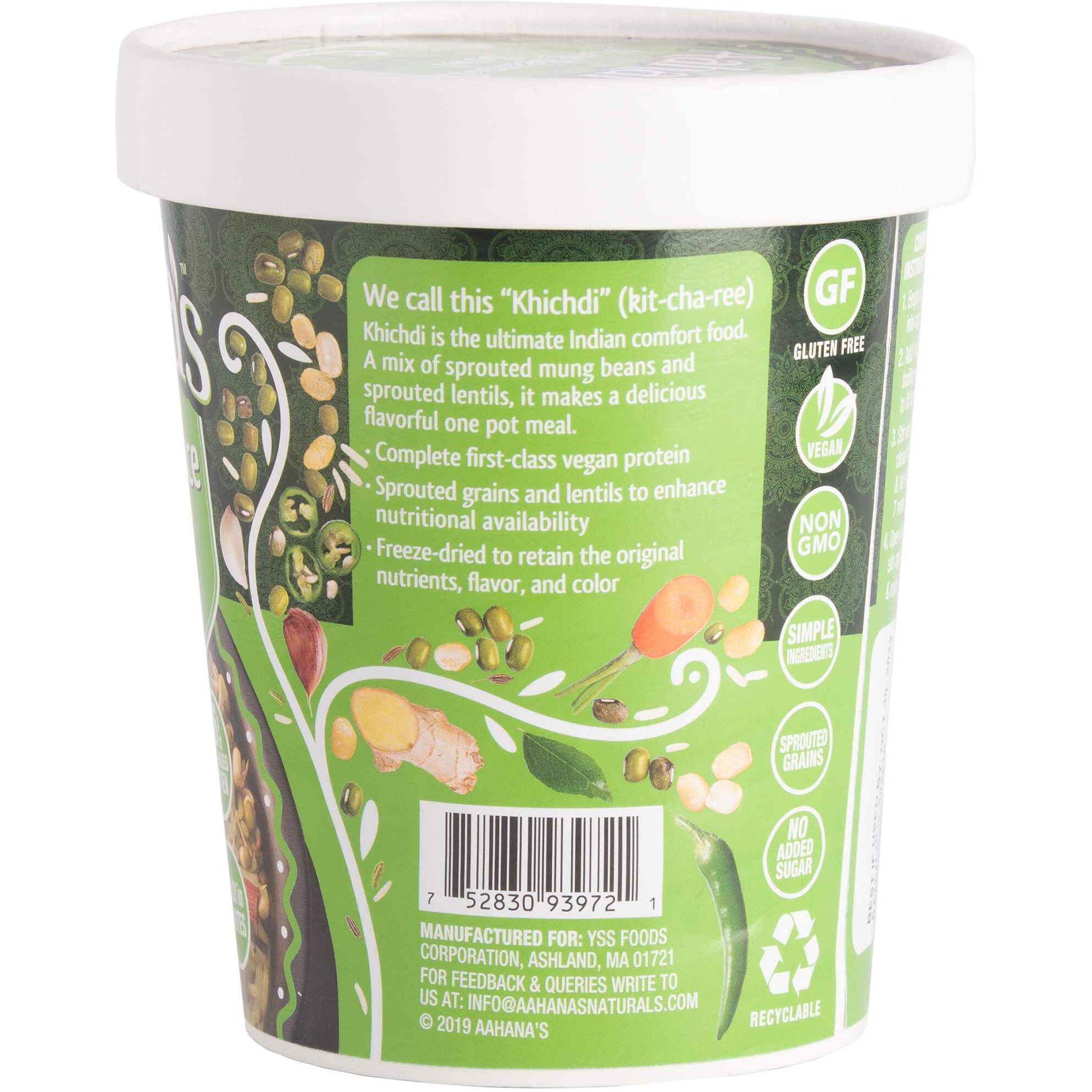 Aahana's Delhi Mung Beans & Rice Bowl -Vegan Food, Gluten Free Meals, Kosher, Non-Gmo, Plant-Based, Premade Meals Ready To Eat Indian Food & Vegetarian Food | Just Add Water, No Refrigeration (4 Pack)