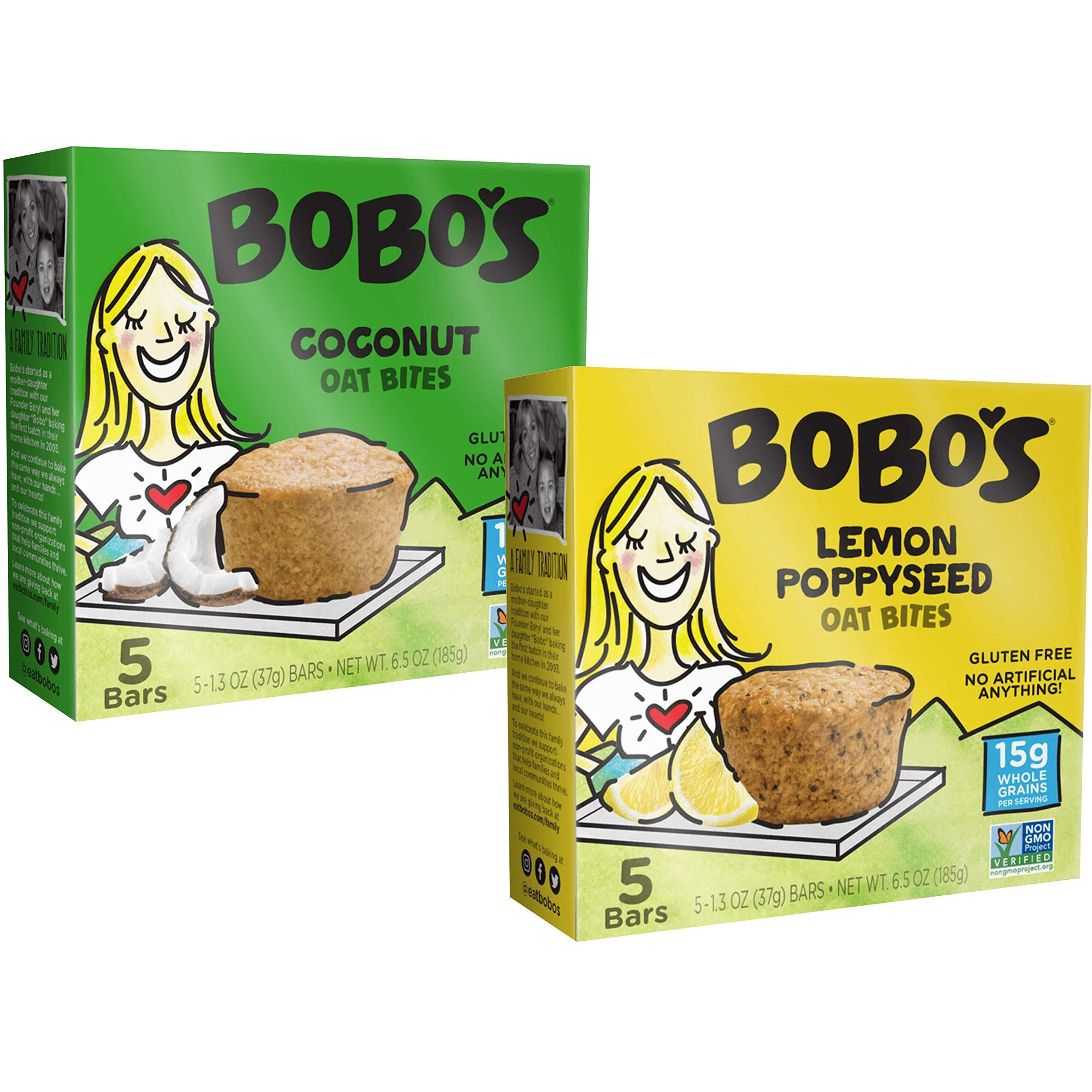 Bobo's Oat Bars Gluten Free Bobo's Bites 2 Flavor Variety Bundle, (1) Each Coconut And Lemon Poppyseed (6.5 Ounces)