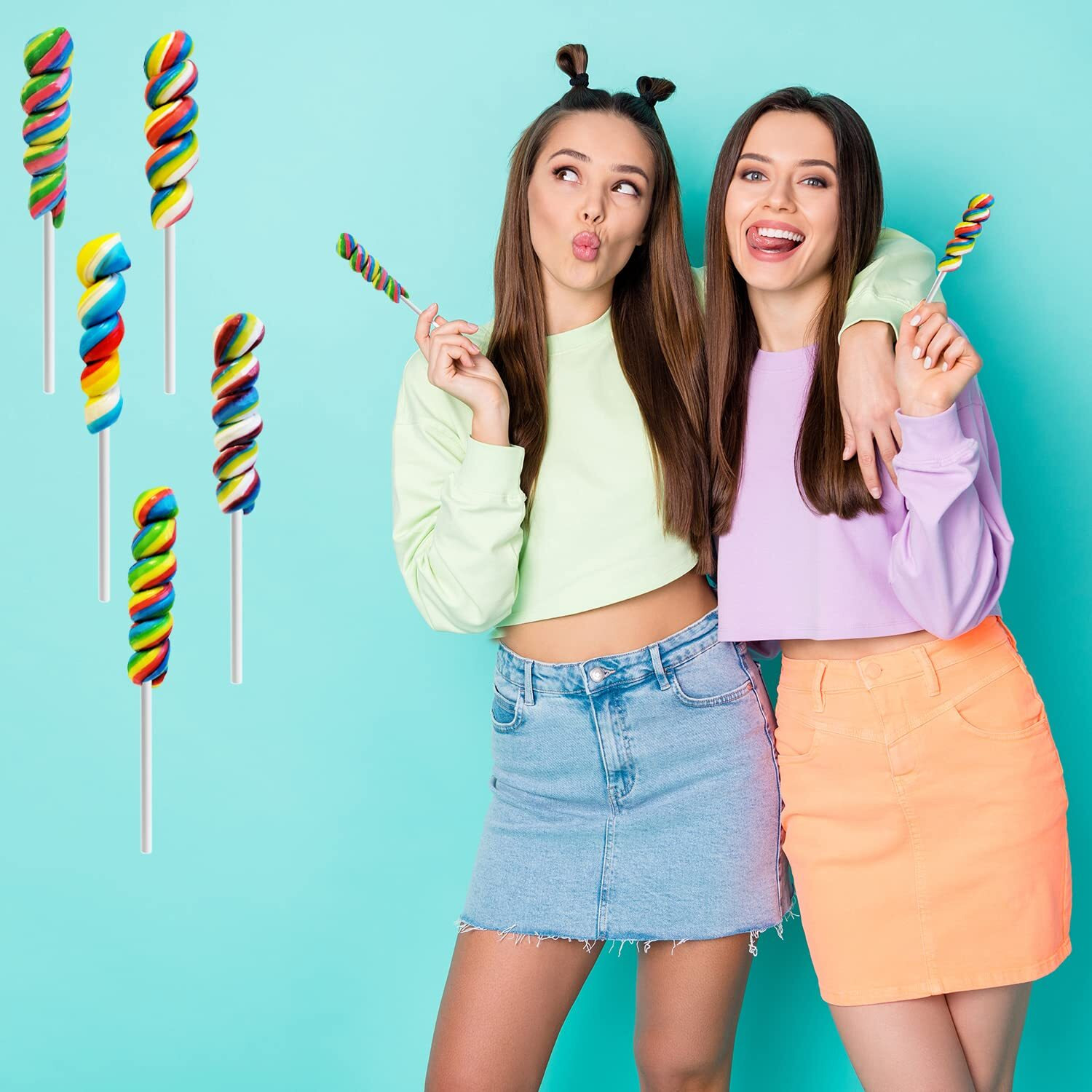 The Dreidel Company Twist Rainbow Lollipop, 4 Color Variety, Mixed Fruit Flavor, Individually Wrapped, 3"" Inch Sucker (24-Pack)