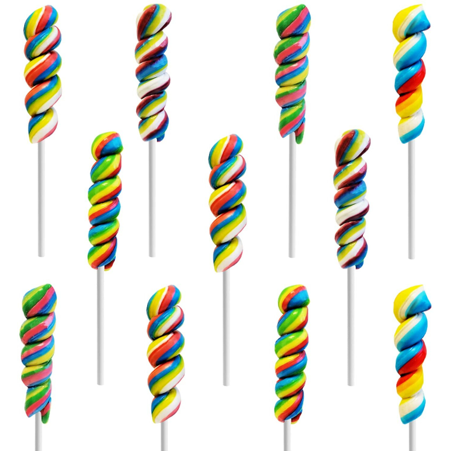 The Dreidel Company Twist Rainbow Lollipop, 4 Color Variety, Mixed Fruit Flavor, Individually Wrapped, 3"" Inch Sucker (24-Pack)