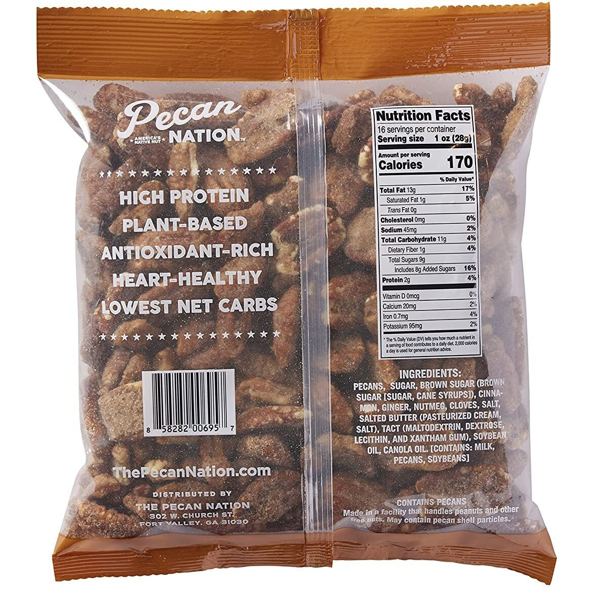 Pecan Nation Gingerbread Holiday Roasted Pecan Halves 16 Oz., Natural, No Preservatives, Antioxidant-Rich, Non-Gmo, Healthy Snacking Pecans For Adults And Kids