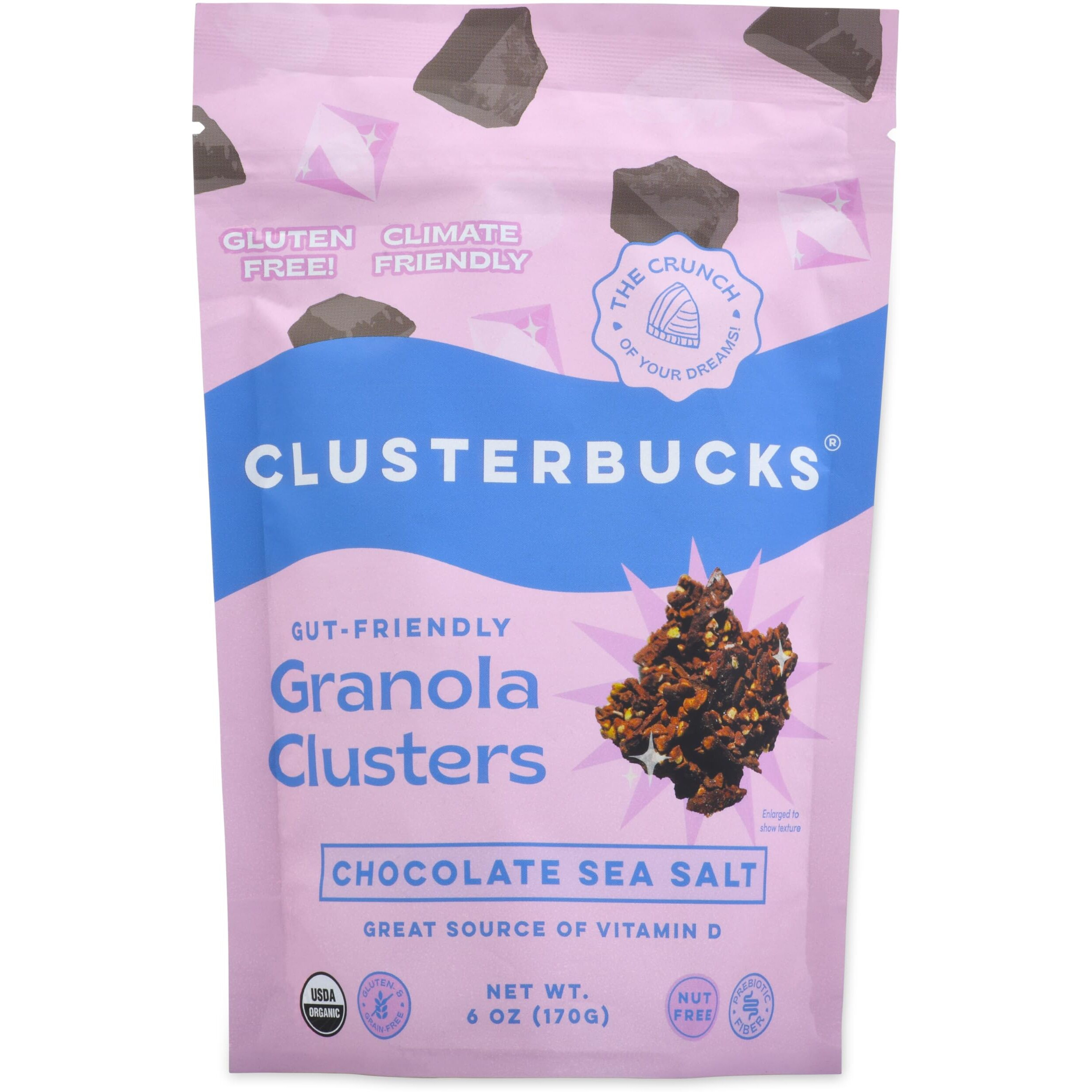 Lil Bucks Clusterbucks Gut Friendly Clusters Made With Regenerative Organic Sprouted Buckwheat, Gluten Free Snack (Chocolate Sea Salt, 3 Pack)