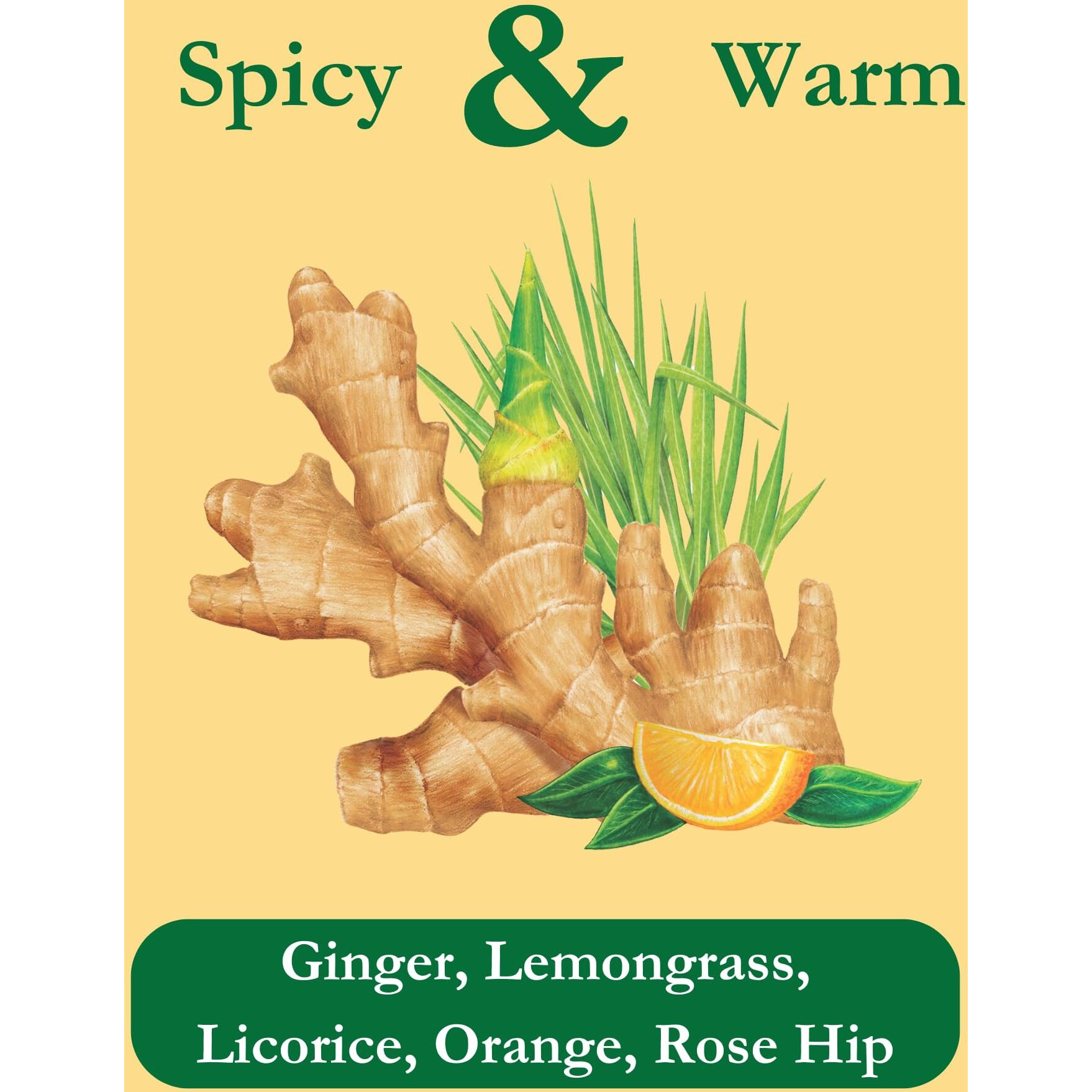 Tadin Ginger Tea Blend, Herbal Tea, Caffeine Free Tea, Fall Tea, Decaf Tea, Tea Packets For Hot Tea, 24 Tea Bags Per Box, Pack Of 6