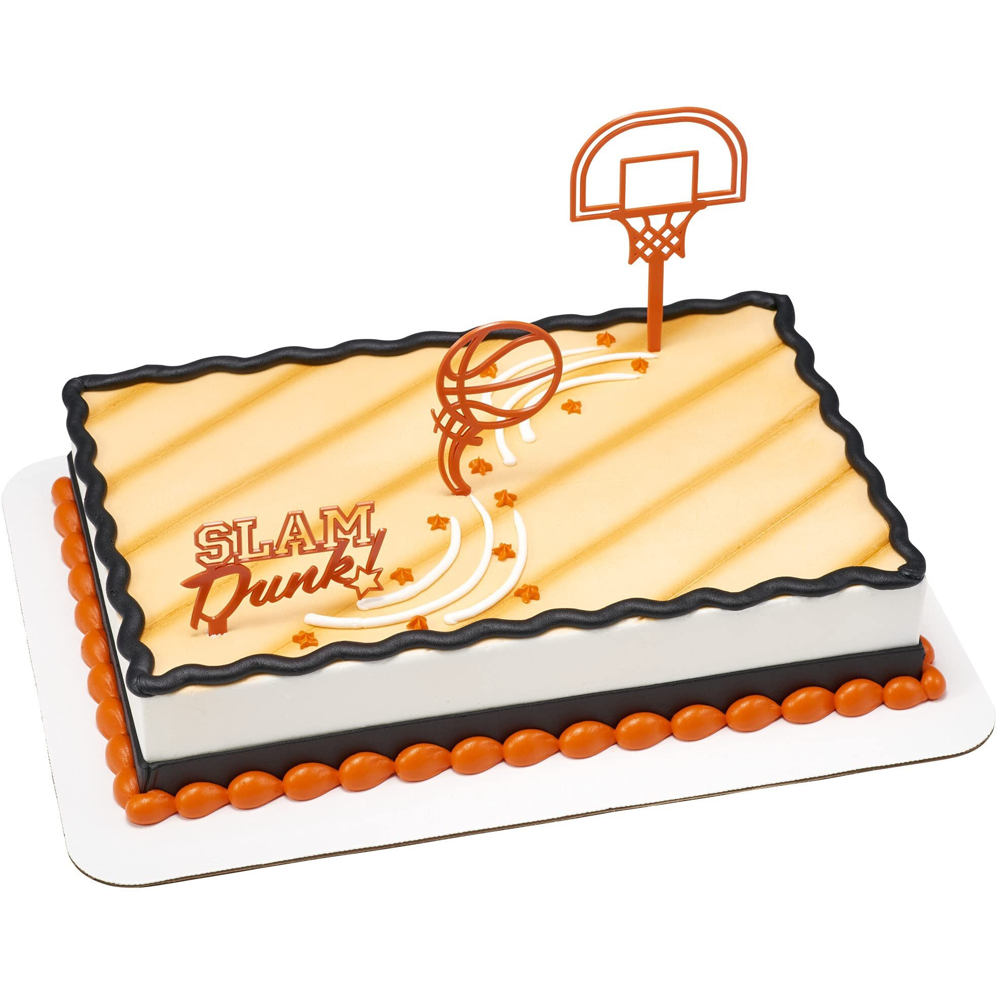 Decopac Basketball Slam Dunk Cake Decorating Kit, 3 Piece Cake And Cupcake Toppers For Birthdays, Parties, And Team Celebrations, Orange