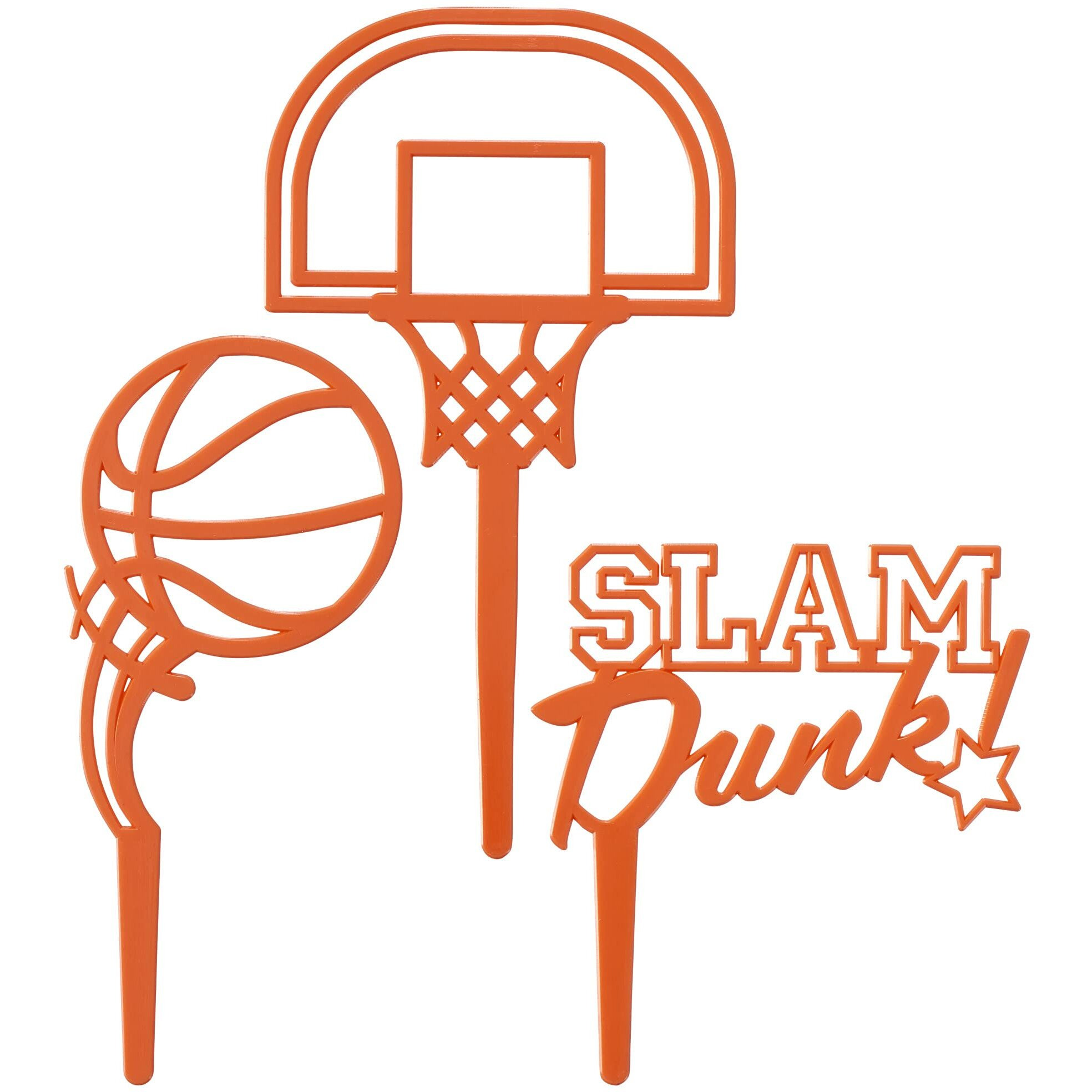 Decopac Basketball Slam Dunk Cake Decorating Kit, 3 Piece Cake And Cupcake Toppers For Birthdays, Parties, And Team Celebrations, Orange