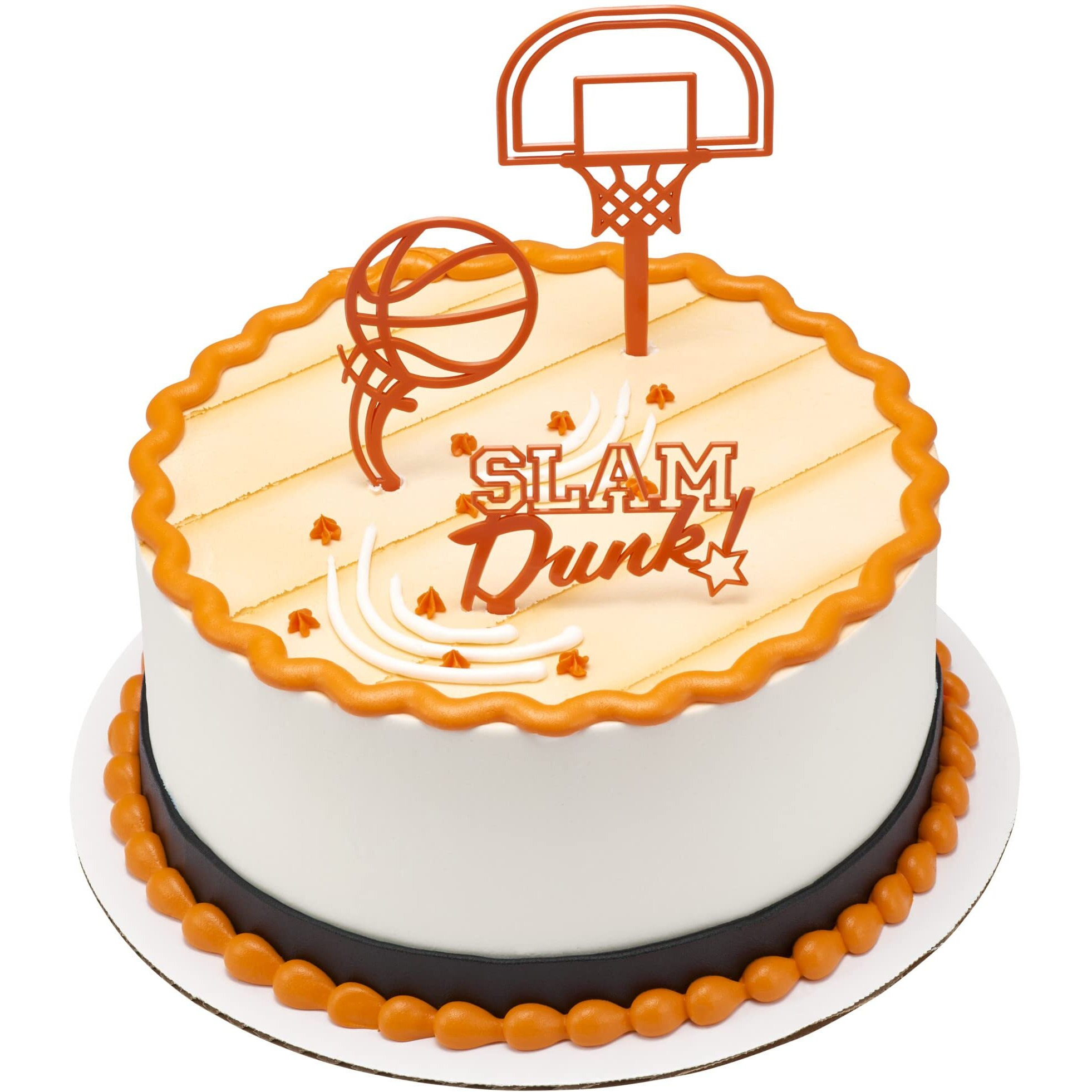 Decopac Basketball Slam Dunk Cake Decorating Kit, 3 Piece Cake And Cupcake Toppers For Birthdays, Parties, And Team Celebrations, Orange