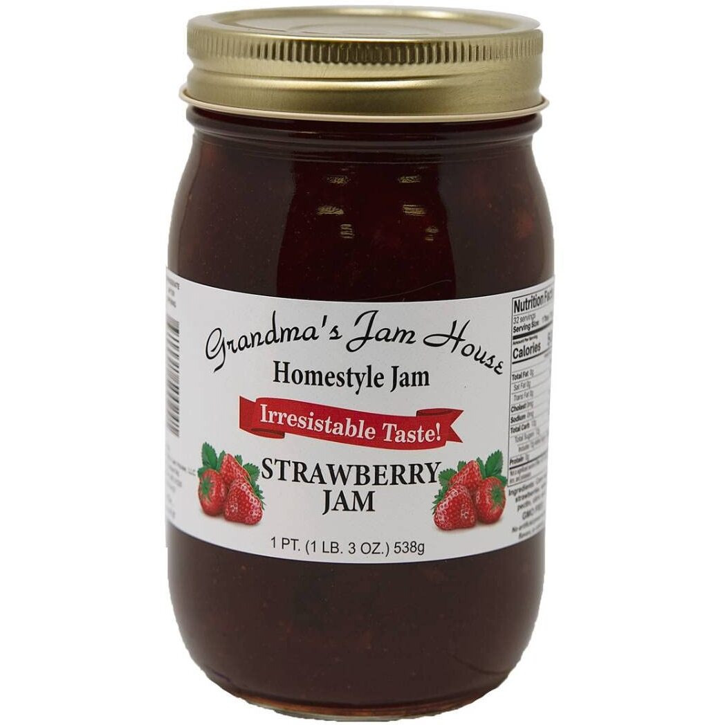 Homestyle Strawberry Jam - Grandma's Jam House - 16Oz