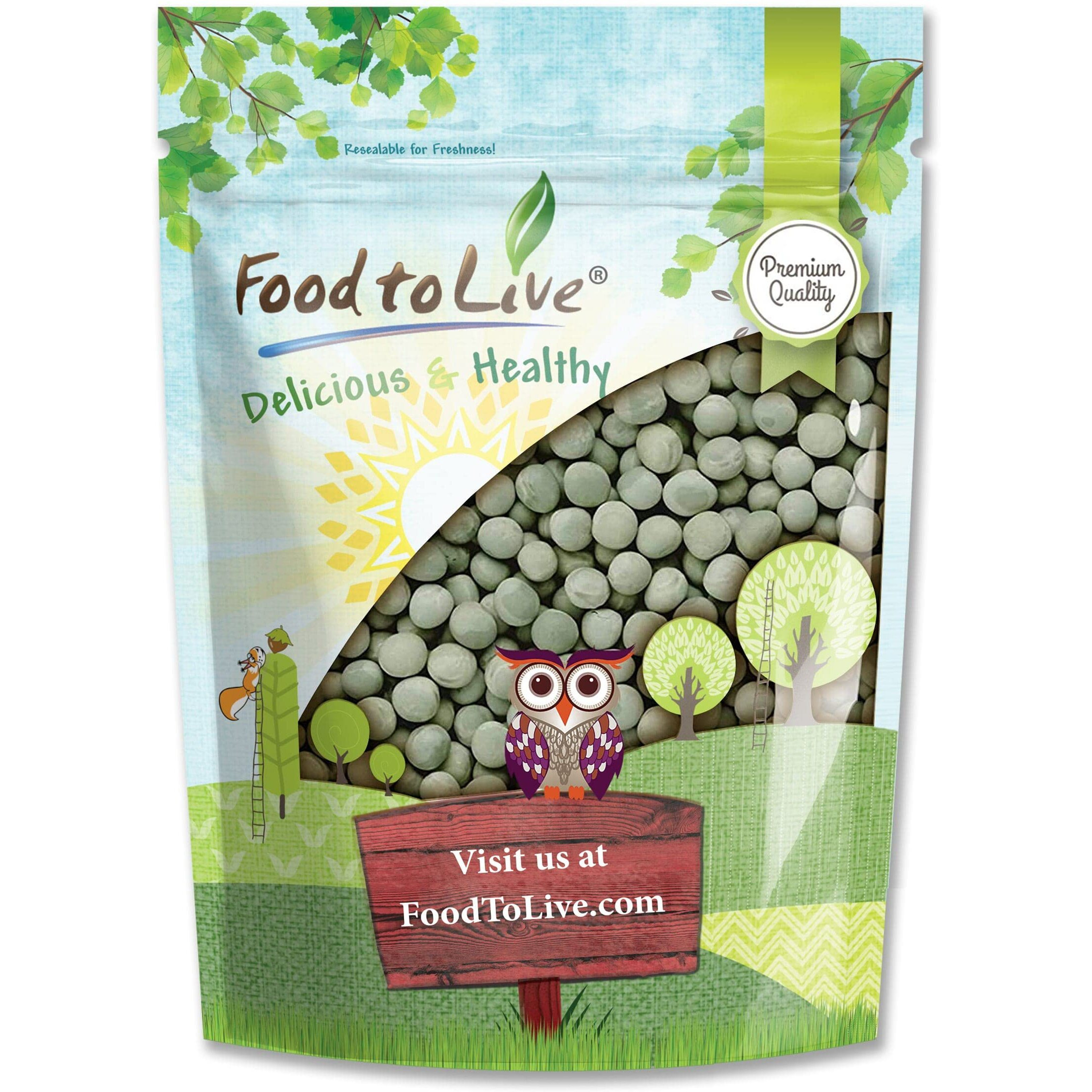 Food To Live - Whole Dried Green Peas, 5 Pounds Green Vatana, Sproutable, Vegan, Kosher, Bulk. Pre-Soak Needed. Rich In Protein, Fiber, Potassium. Great For Green Curry, Pea Soup, Stews