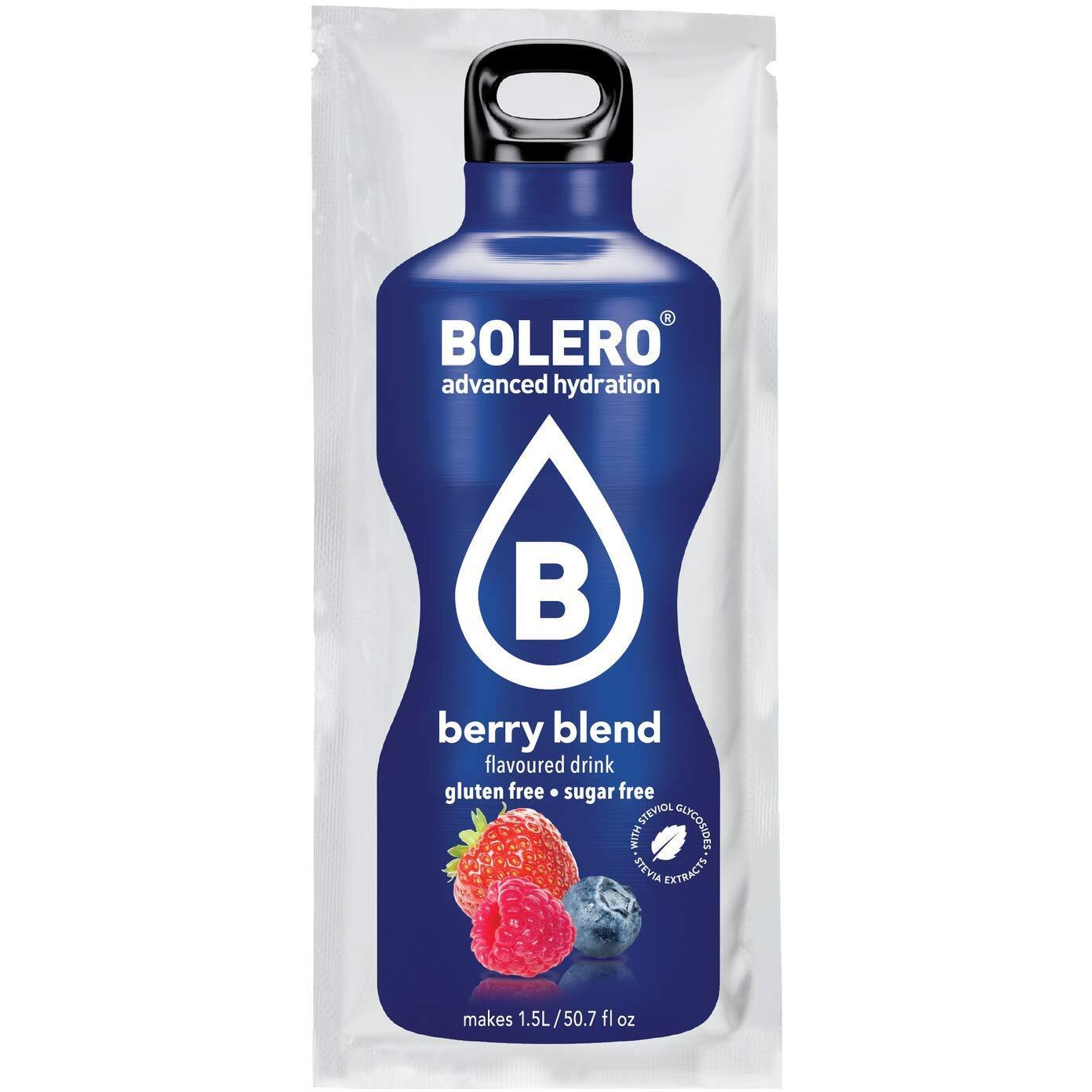 Bolero - Berry Blend Flavored, Sugar Free And Low Calorie Powdered Drink Mix, Makes 1/2 Gallon For Strong Flavor Or 1 Gallon For Mild Flavor, 12 Large Sachets - Europe's Favorite Drink Mix