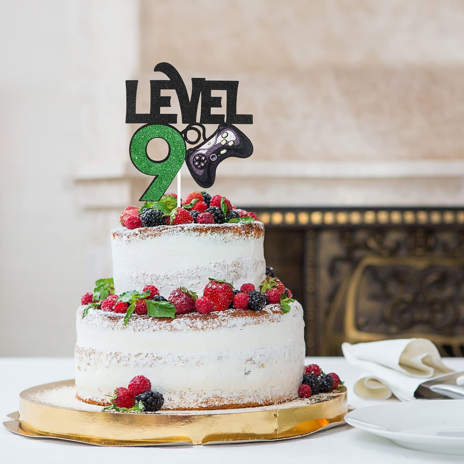 Level 9 Game Birthday Cake Topper - Video Game Boy's 9Th Birthday Level Up Party Cake Supplies - Game On Winner Gaming Party Decoration