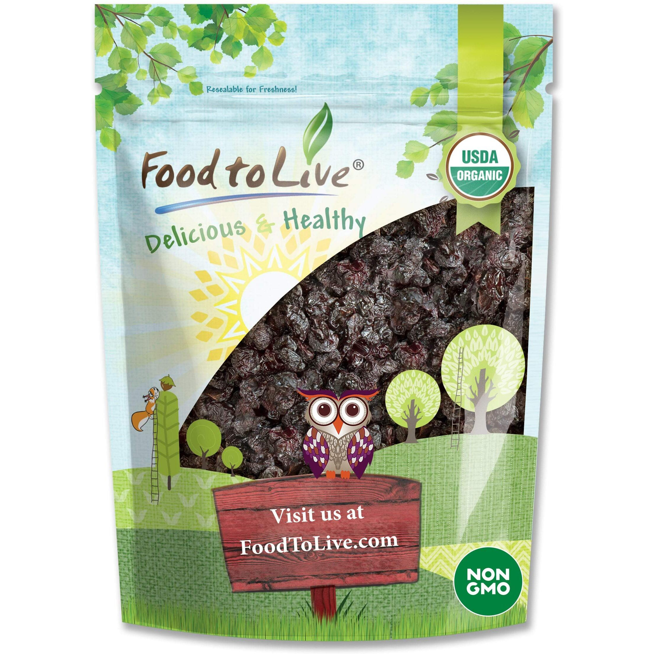 Food To Live Organic Dried Sour Cherries, 8 Ounces - Pitted Cherry Fruit, Non-Gmo, Raw, Sun-Dried, Unsweetened, Unsulfured, No Oil Added, Vegan, Kosher, Bulk. Prunus Cerasus.