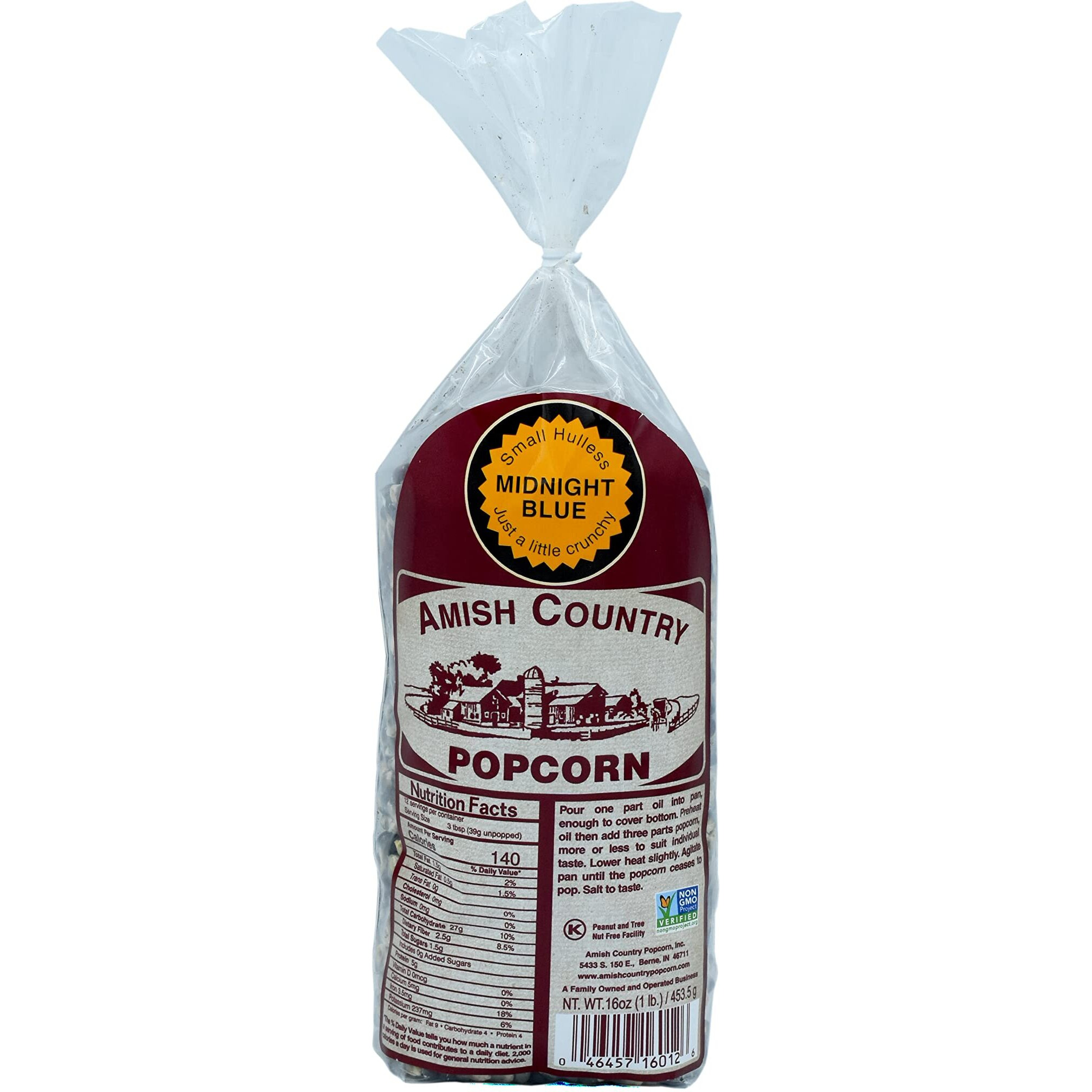 Amish Country Popcorn | 1 Lb Midnight Blue Kernels | Old Fashioned, Non-Gmo And Gluten Free (1Lb Bag)