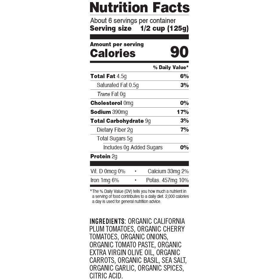 Sonoma Gourmet Cherry Tomato With Basil Pasta Sauce | Usda Organic, Non-Gmo, Gluten-Free And No Sugar Added | Made With Fresh Ingredients | 25 Ounce Jars (Pack Of 2)