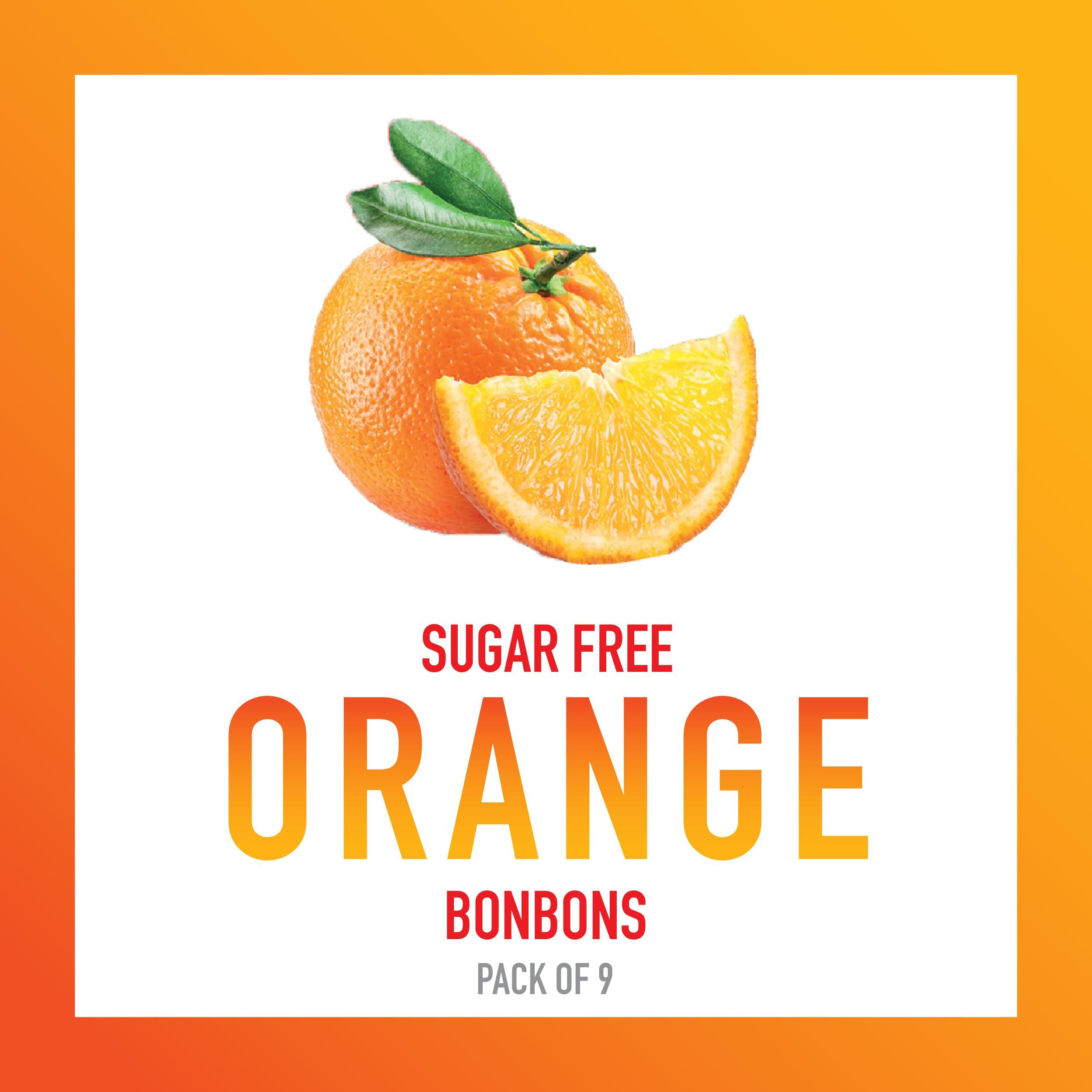 Swiss Imports Sugar Free Bonbons Hard Candy Drops, Orange, 1.4 Oz/40G Box, 9 Pack